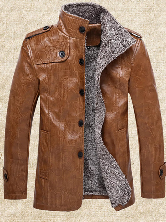 Men's Plus Size Button Up Fleece Lined Coat - PBNJ FASHIONS