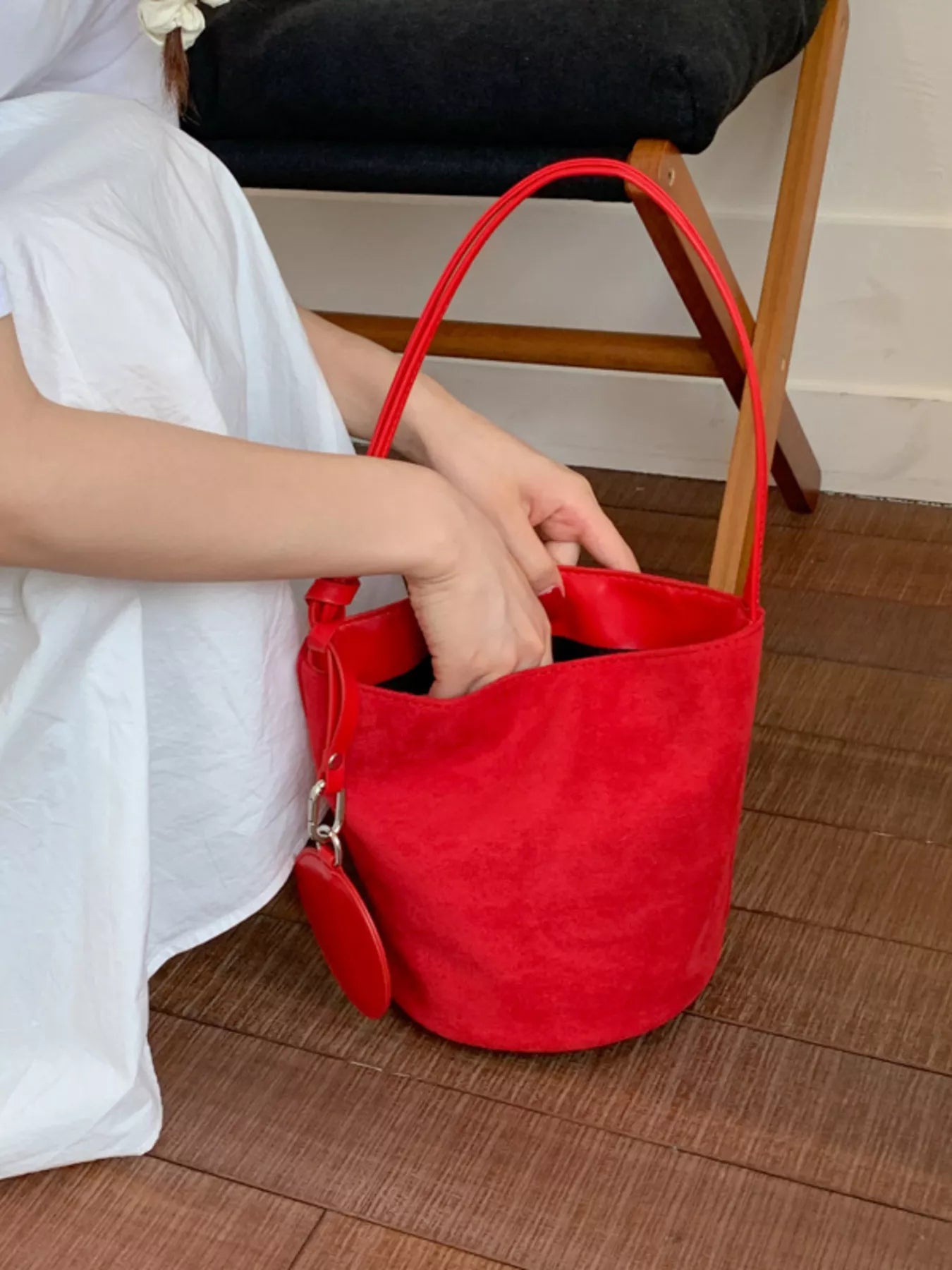 Suede Solid Color Bucket Bag - PBNJ FASHIONS