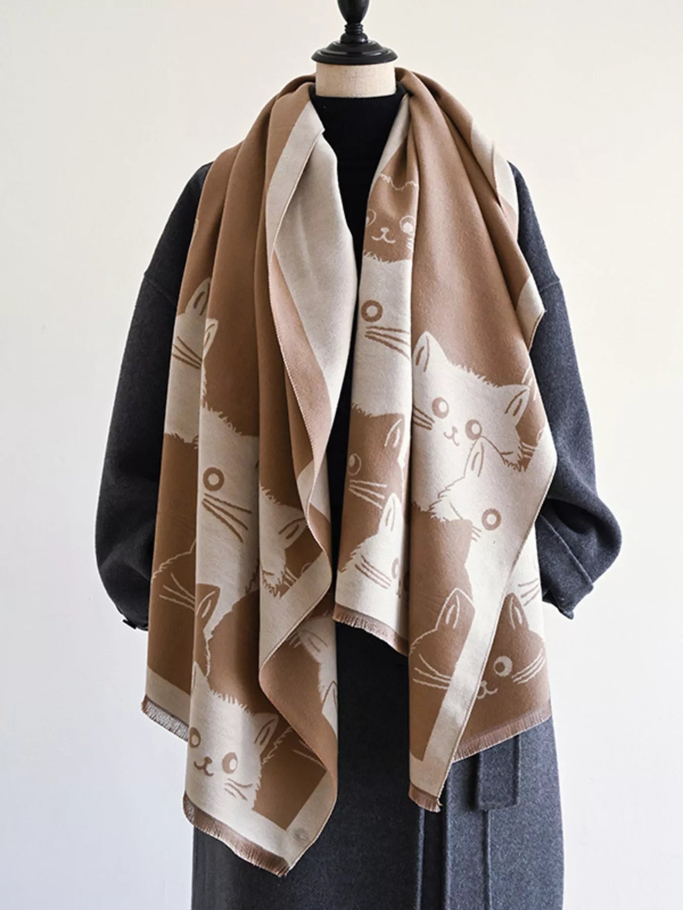 Cute Cat Pattern Knitted Scarf - PBNJ FASHIONS