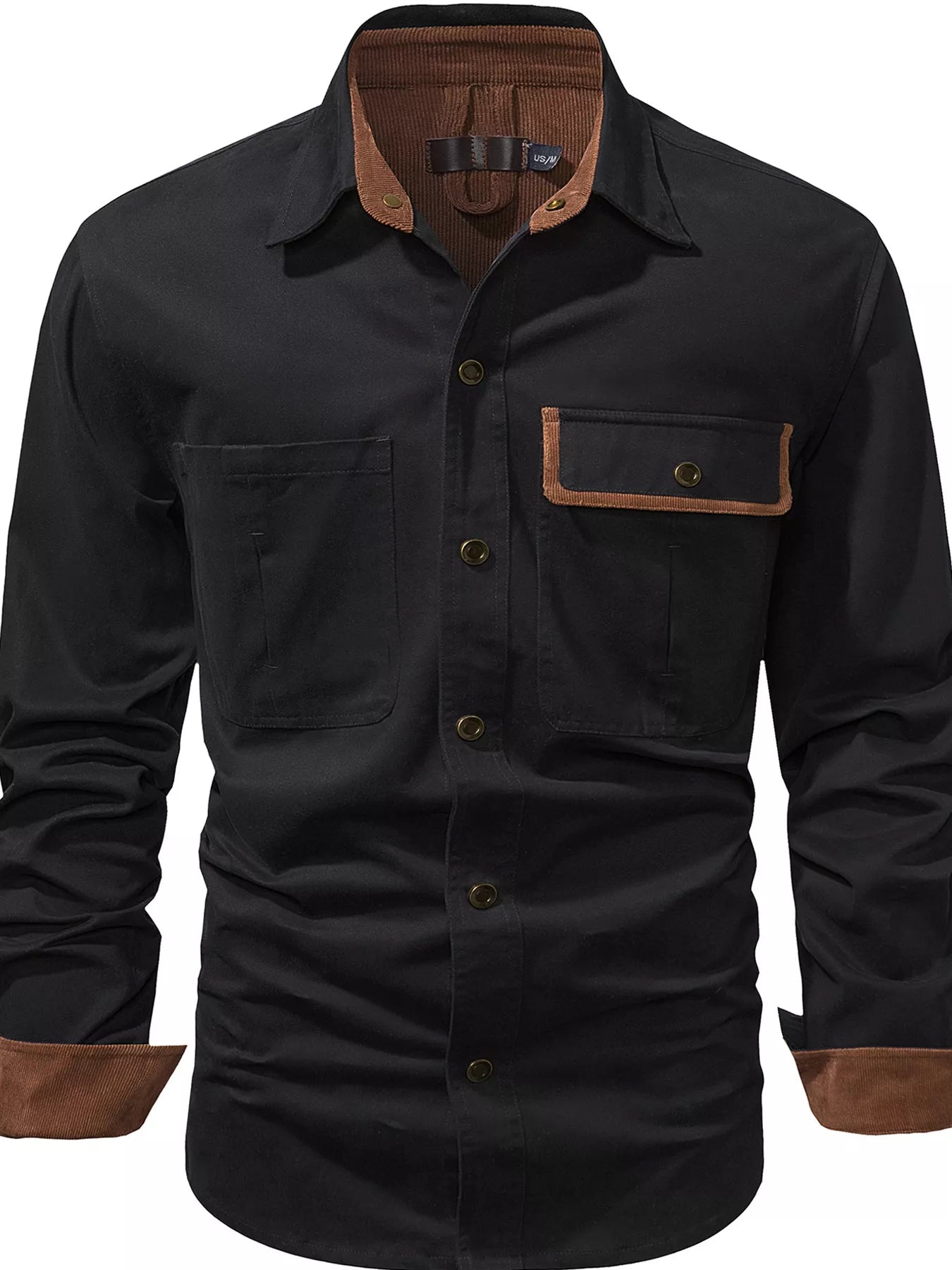 Men's Casual Long Sleeve Button - Down Shirt with Pockets - PBNJ FASHIONS