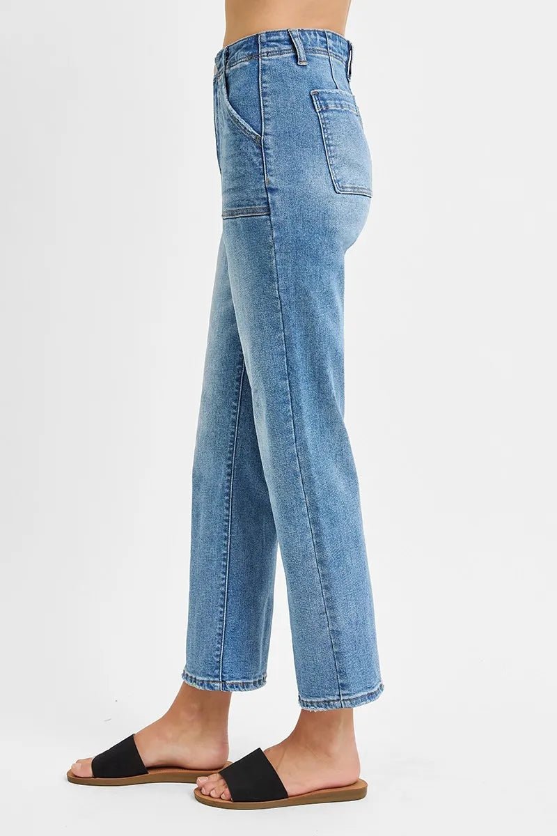 RISEN Full Size High Waisted Bootcut Cropped Jeans Plus Size - PBNJ FASHIONS