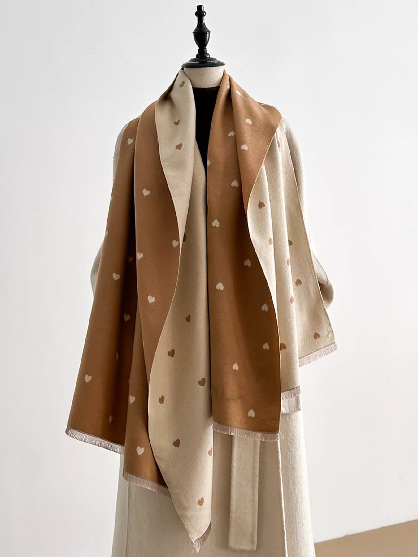Heart Raw Hem Scarf - PBNJ FASHIONS