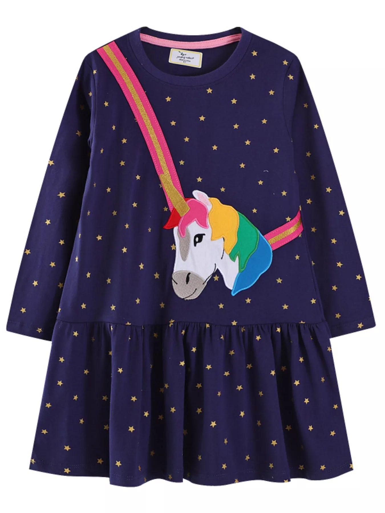 Children's Embroidered Unicorn Long Sleeve Dress - PBNJ FASHIONS