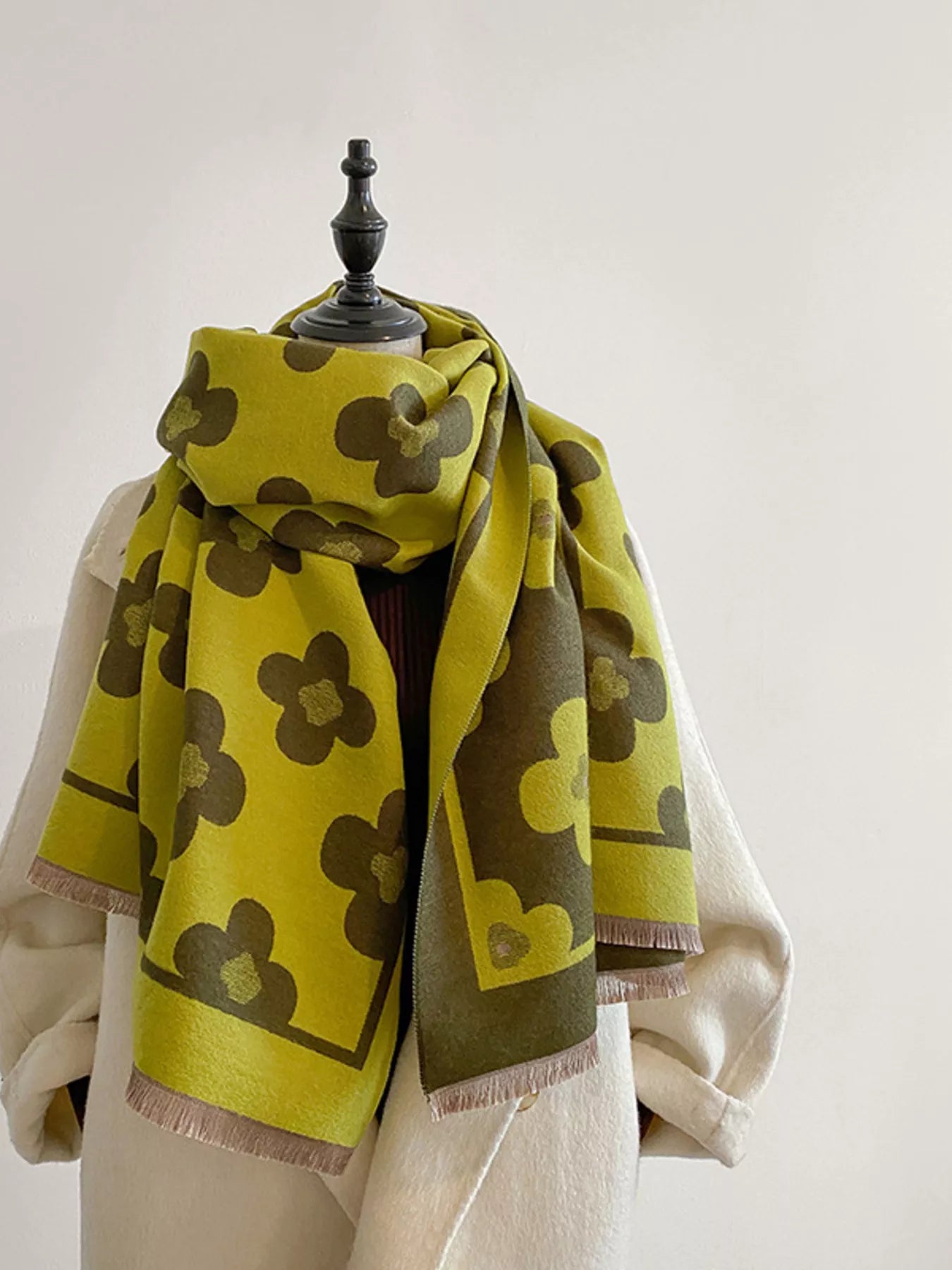 Floral Print Raw Hen Scarf - PBNJ FASHIONS
