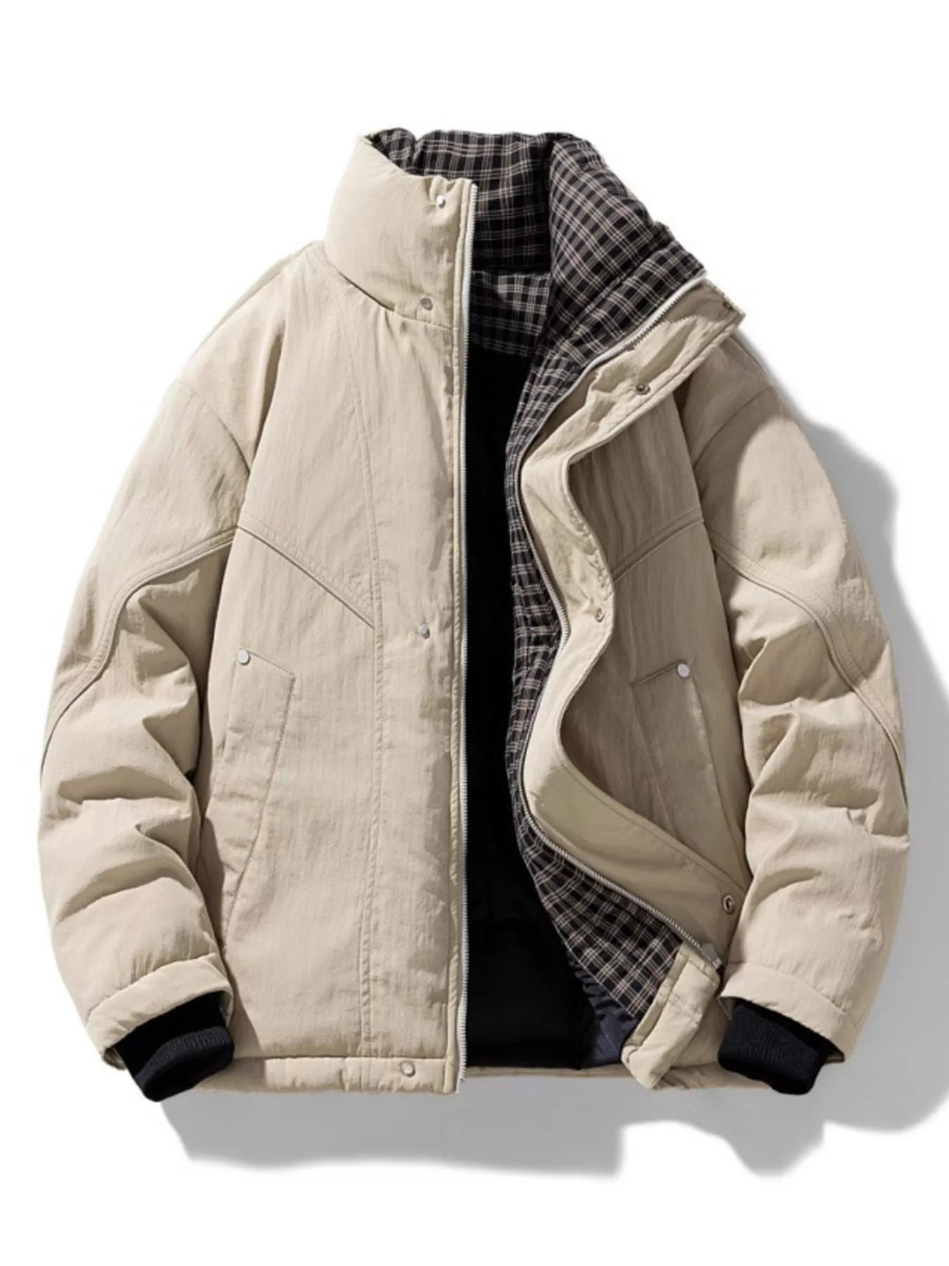 Men's Plus Size Plaid Lined Zip Up Jacket - PBNJ FASHIONS