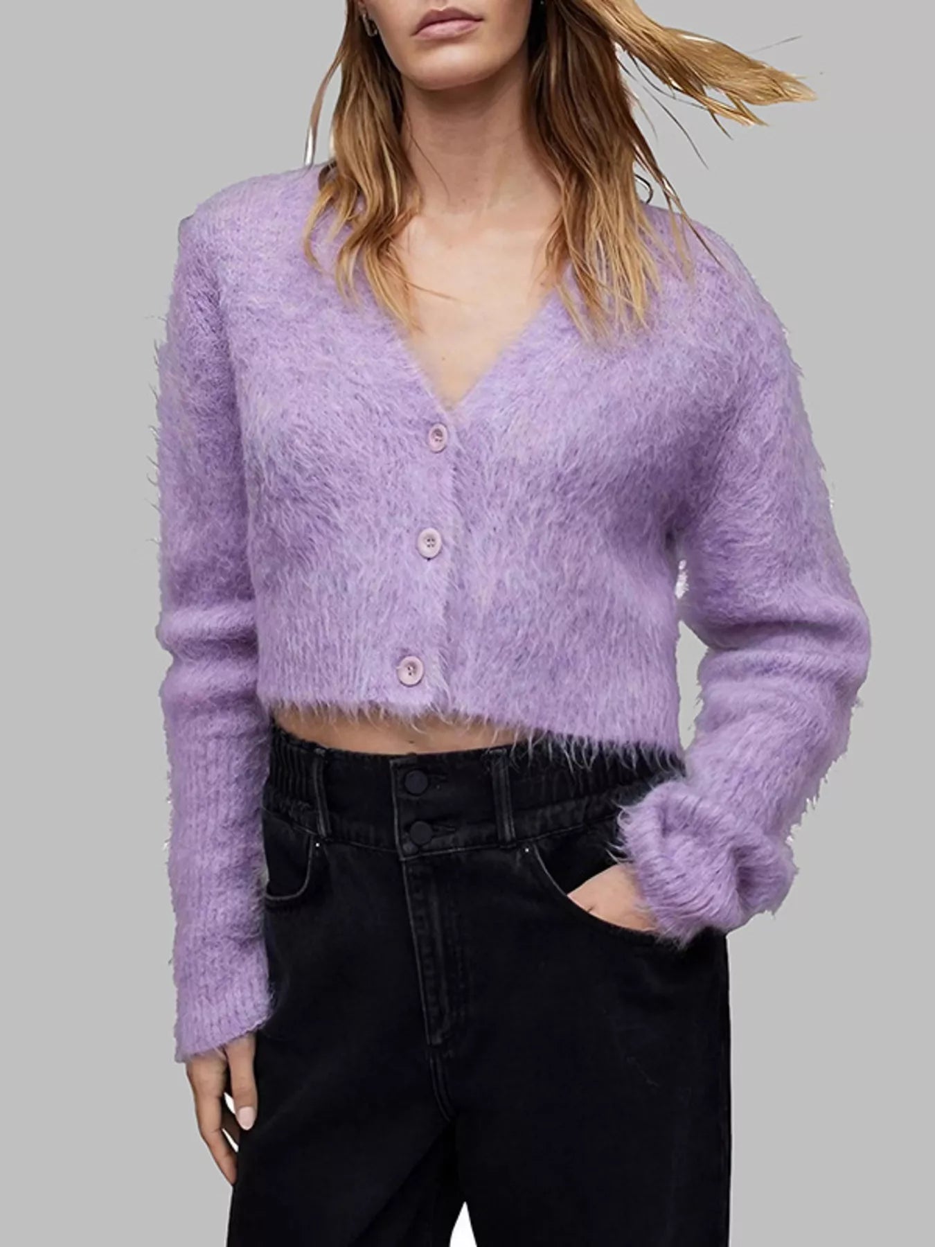 Fluffy Knit Cropped Cardigan - PBNJ FASHIONS
