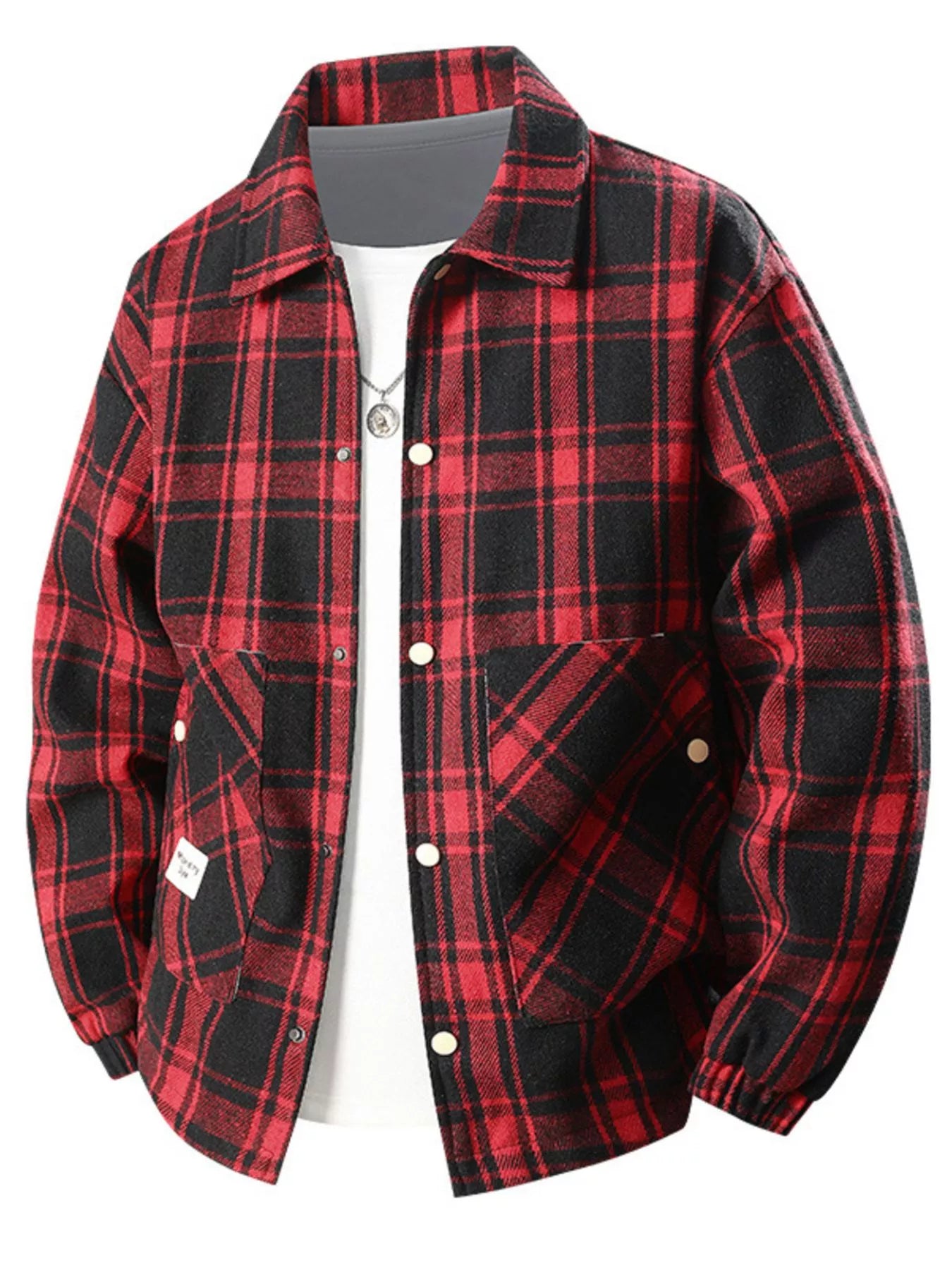 Men's Plus Size Plaid Button - Up Casual Shacket - PBNJ FASHIONS