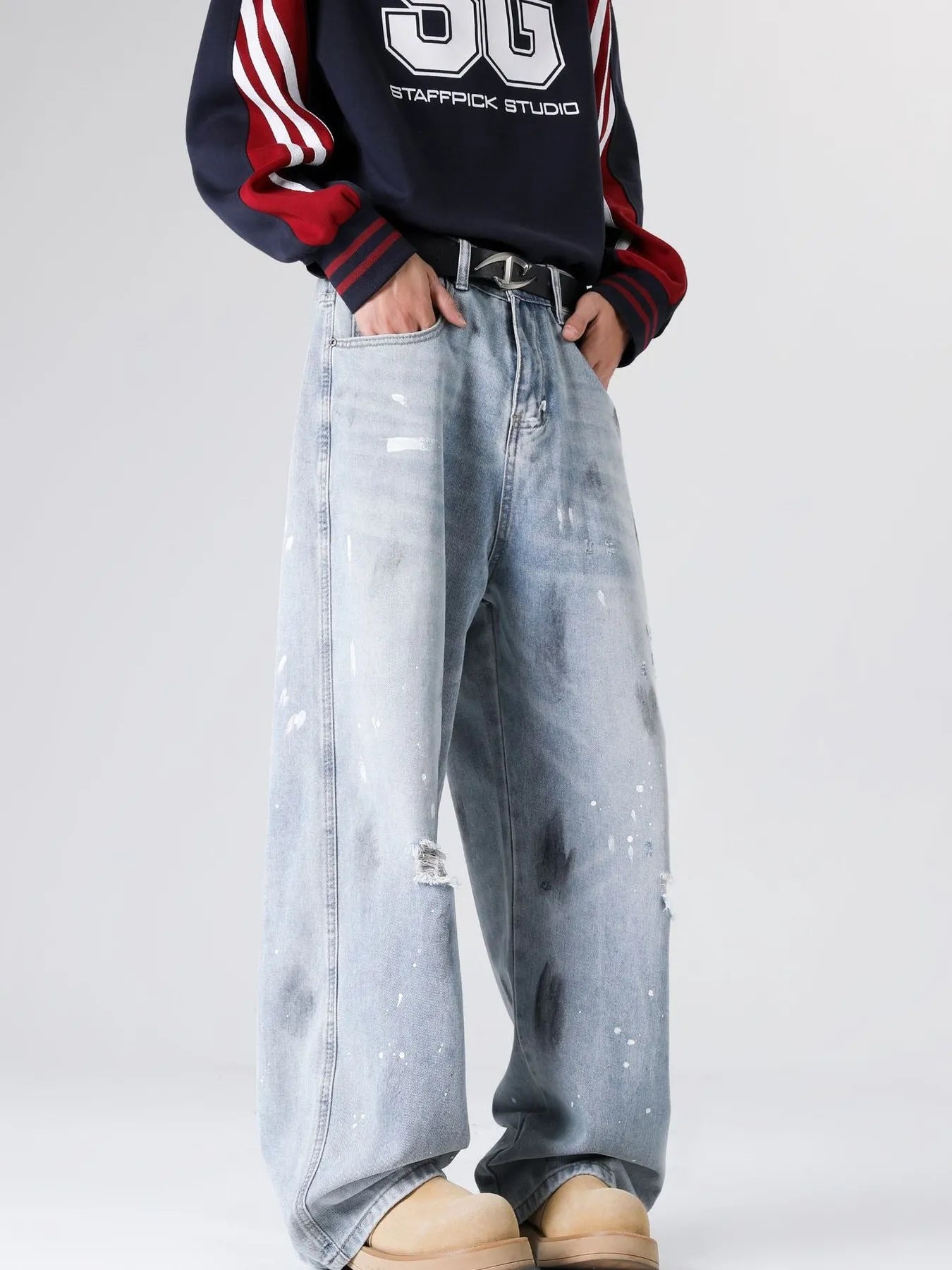 Men's Full Size Distressed Wide Leg Jeans Plus Size - PBNJ FASHIONS