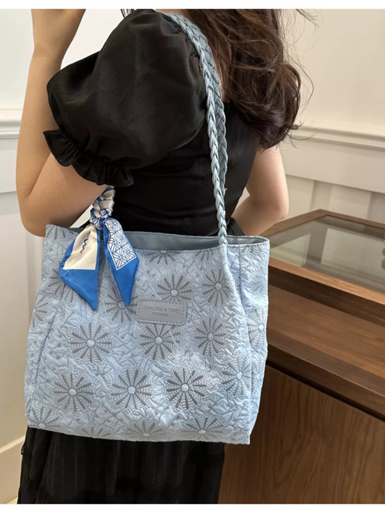Braided Handle Tote Bag - PBNJ FASHIONS