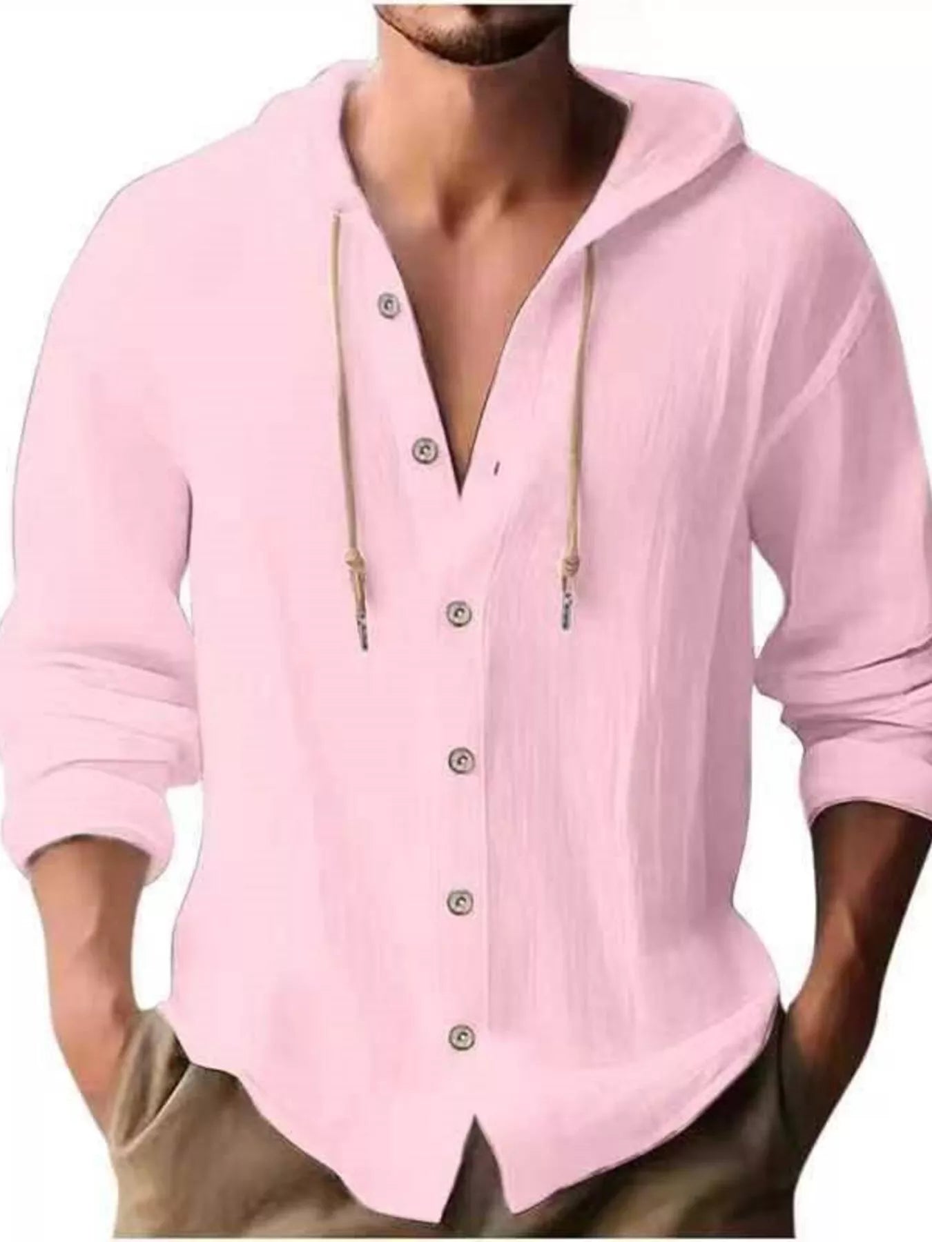 Men's Full Size Casual Button - Down Hooded Top Plus Size - PBNJ FASHIONS