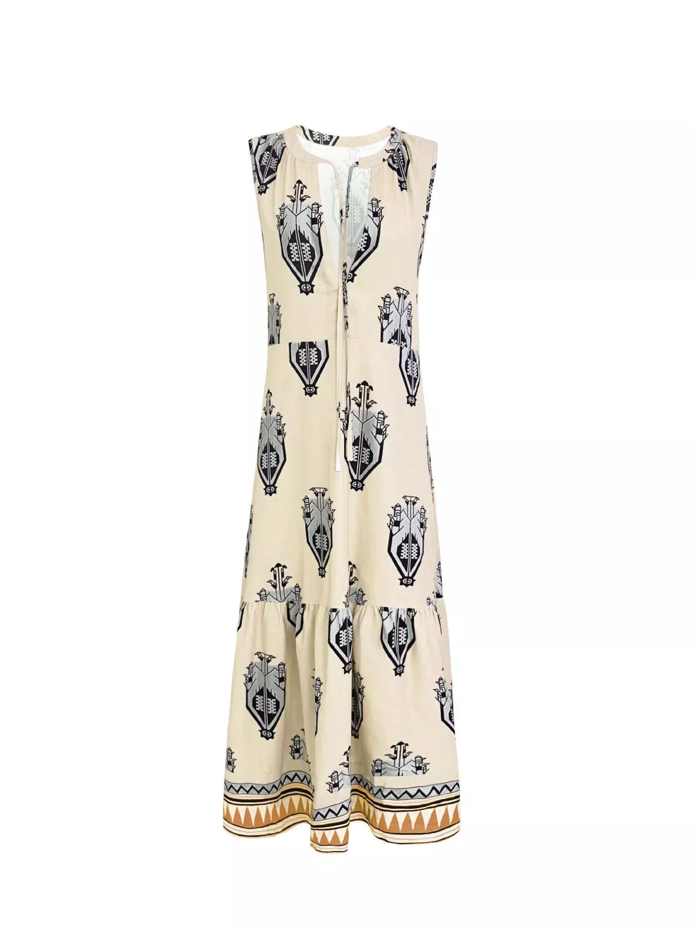 Printed Sleeveless Maxi Dress - PBNJ FASHIONS