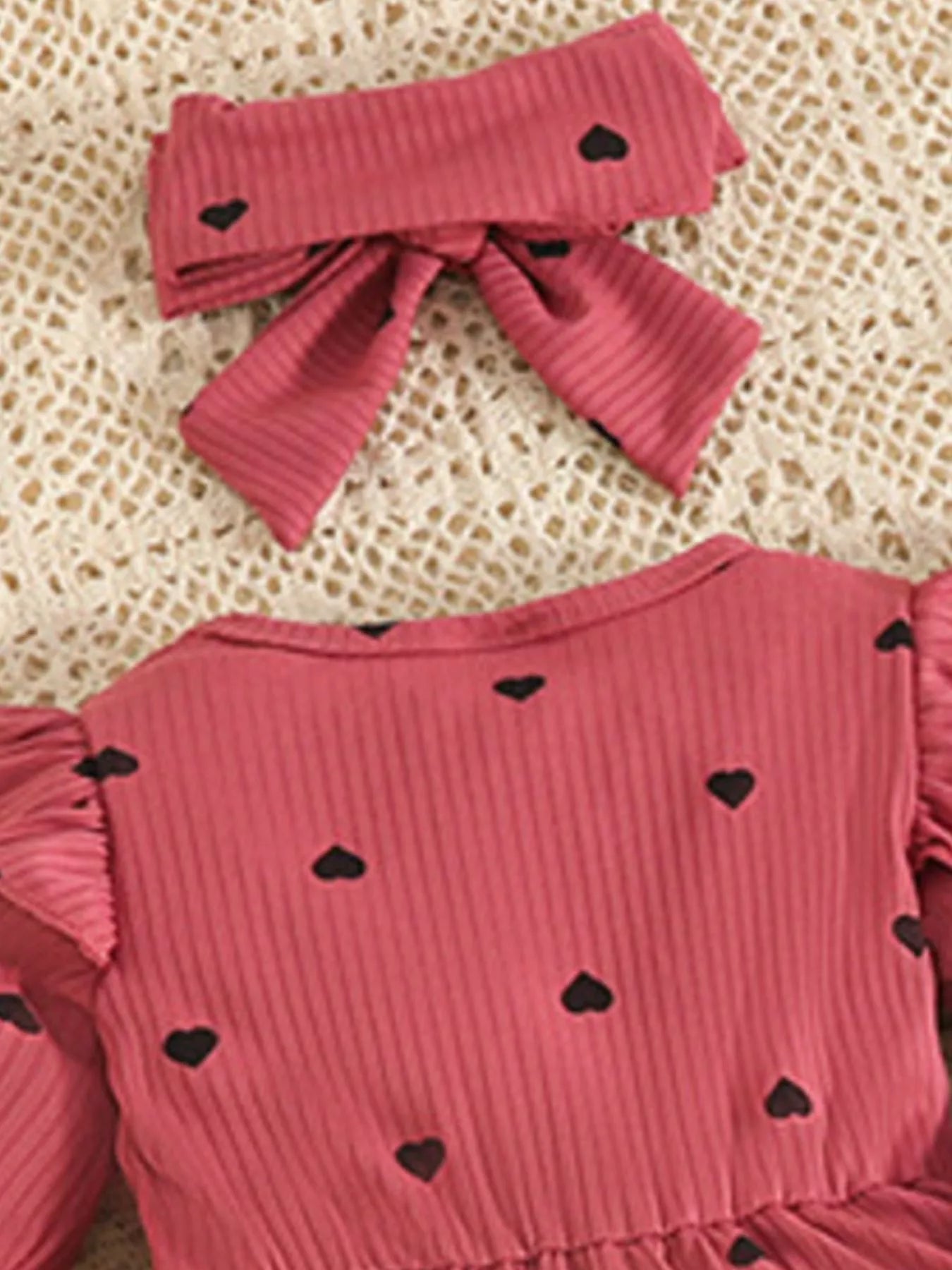Children's Heart Print Dress & Headband Set - PBNJ FASHIONS