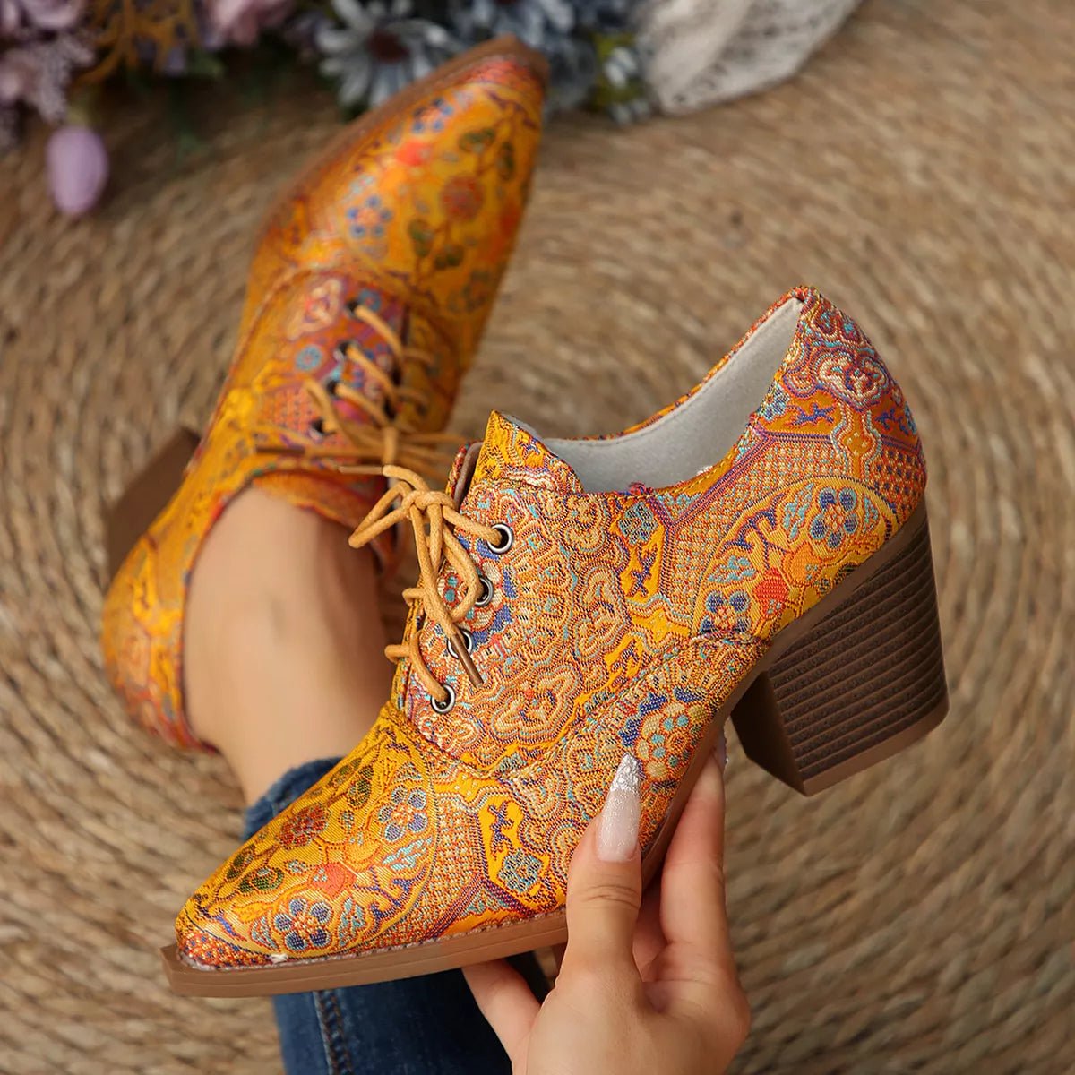 Point Toe Block Heels Ankle Boots - PBNJ FASHIONS