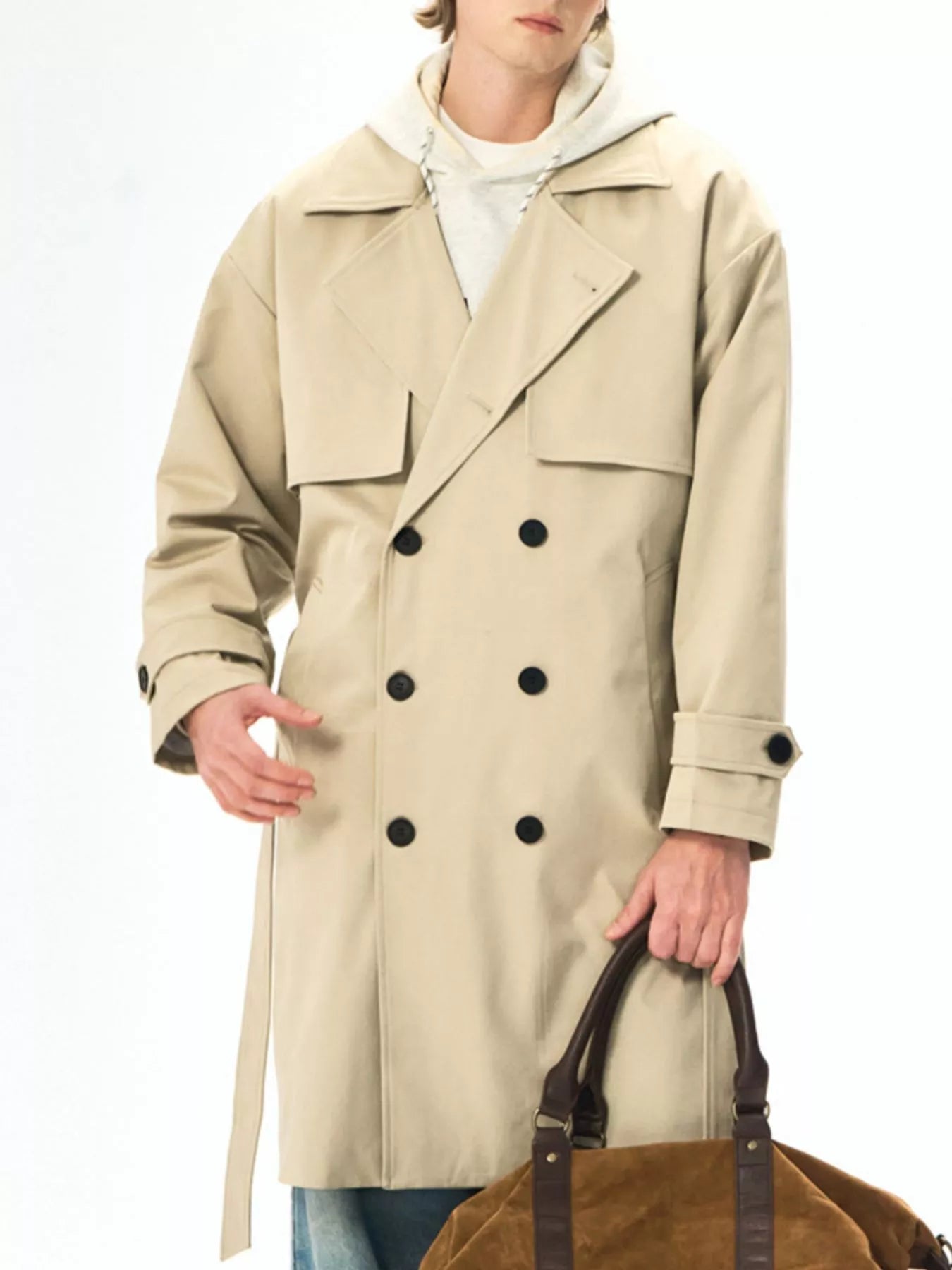 Men's Full Size Double - Breasted Trench Coat Plus Size - PBNJ FASHIONS