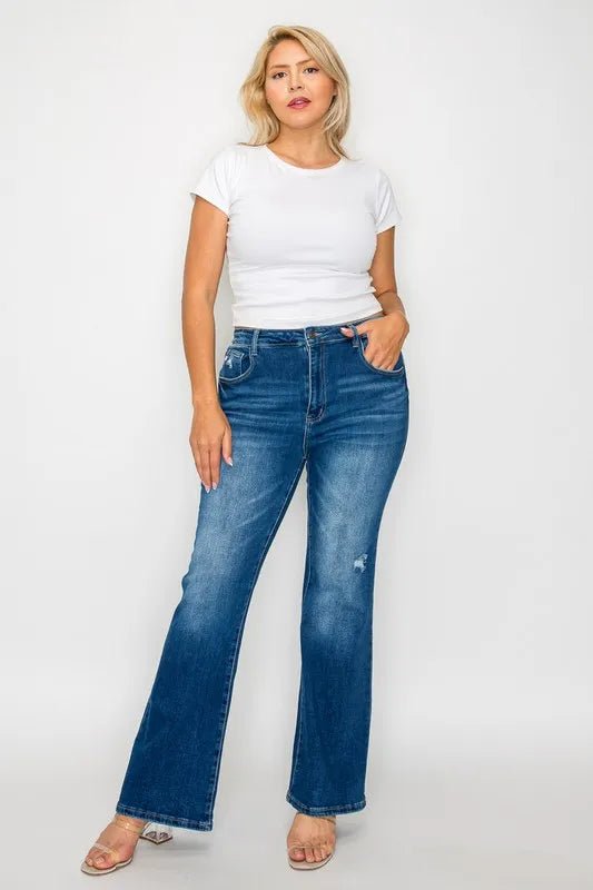 bytos Full Size High Rise Bootcut Jeans with Pockets - PBNJ FASHIONS