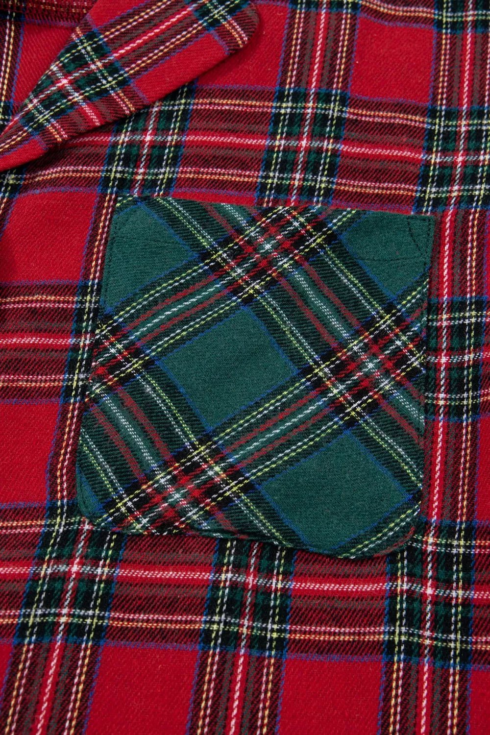 Plaid Contrast Patched Christmas Holiday Long Sleeve Shirt and Short 2pcs Pajama Set - PBNJ FASHIONS