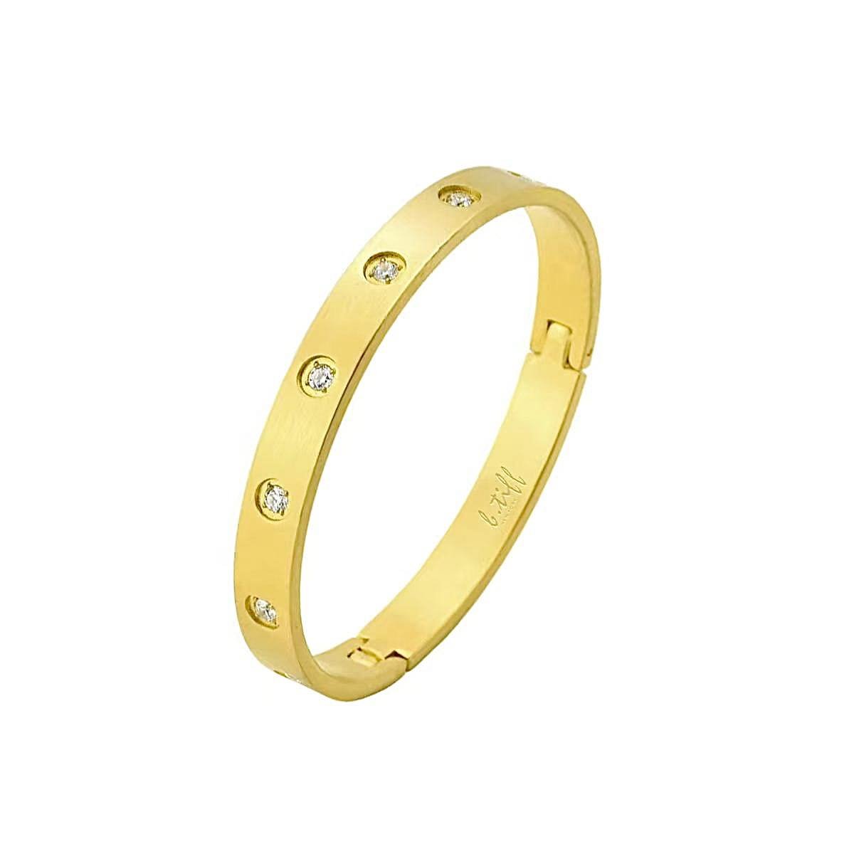 BG808G B.Tiff 8 - Stone Bold Gold Bangle Bracelet - PBNJ FASHIONS