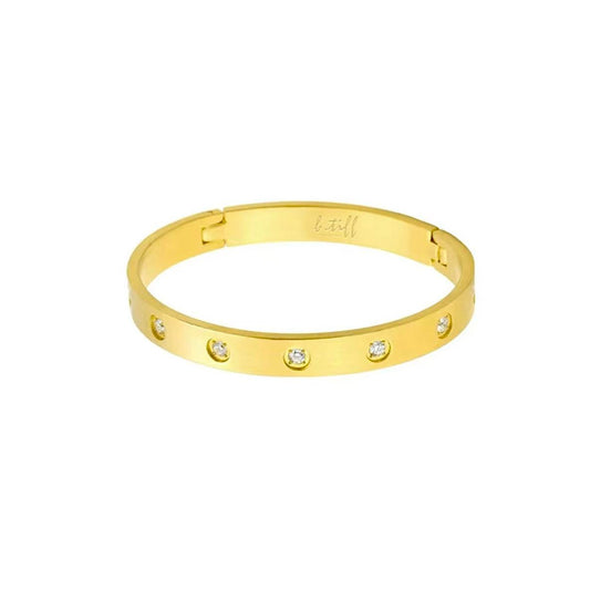 BG808G B.Tiff 8 - Stone Bold Gold Bangle Bracelet - PBNJ FASHIONS