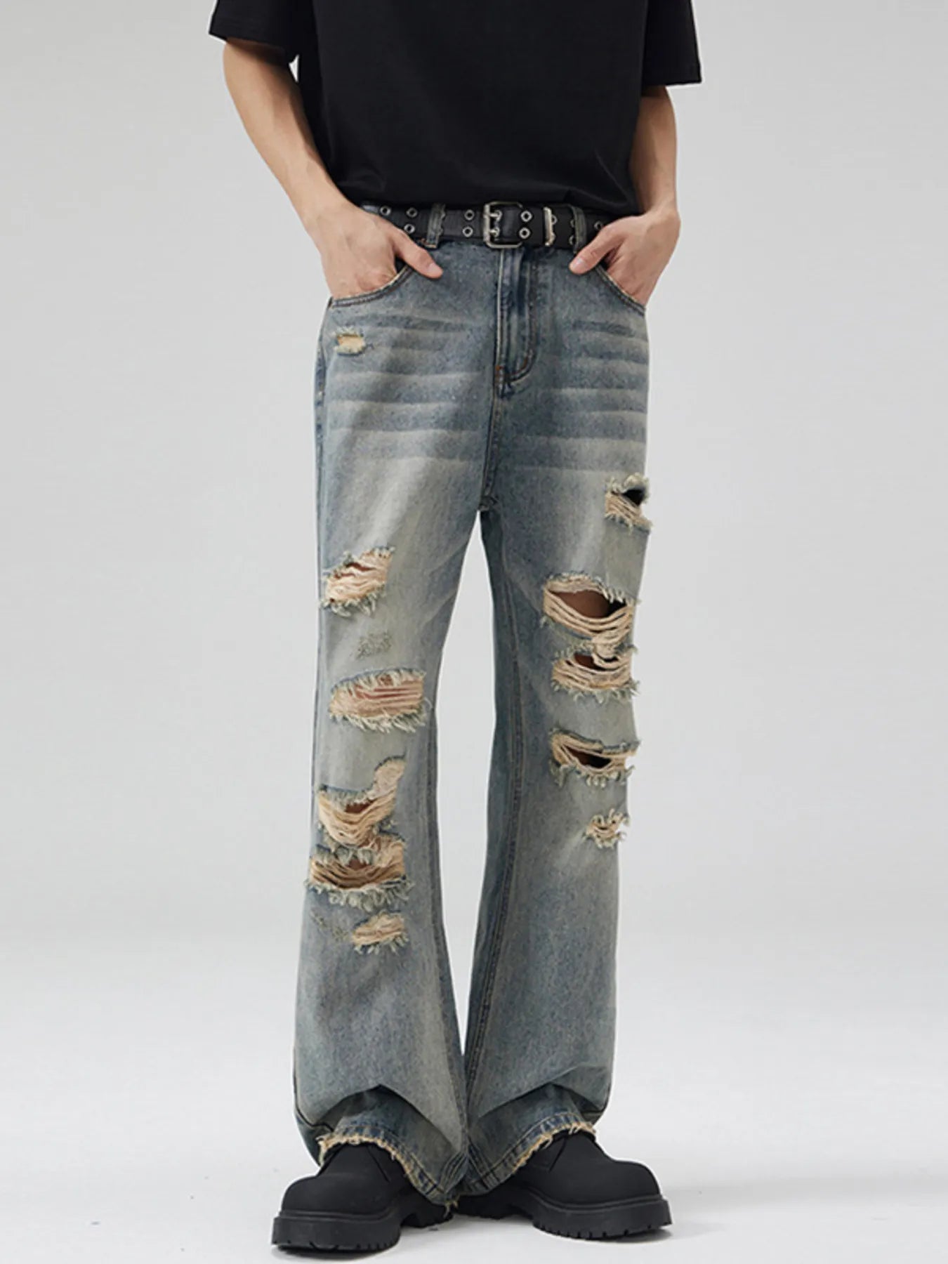 Men's Full Size Distressed Wide Leg Jeans Plus Size - PBNJ FASHIONS