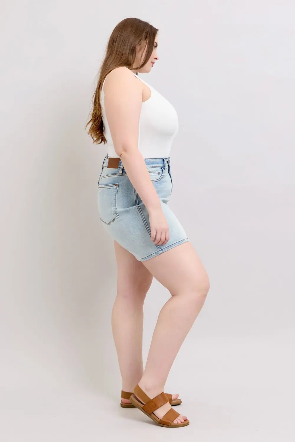 Judy Blue Full Size 2 Button Denim Shorts with Pockets Plus Size - PBNJ FASHIONS