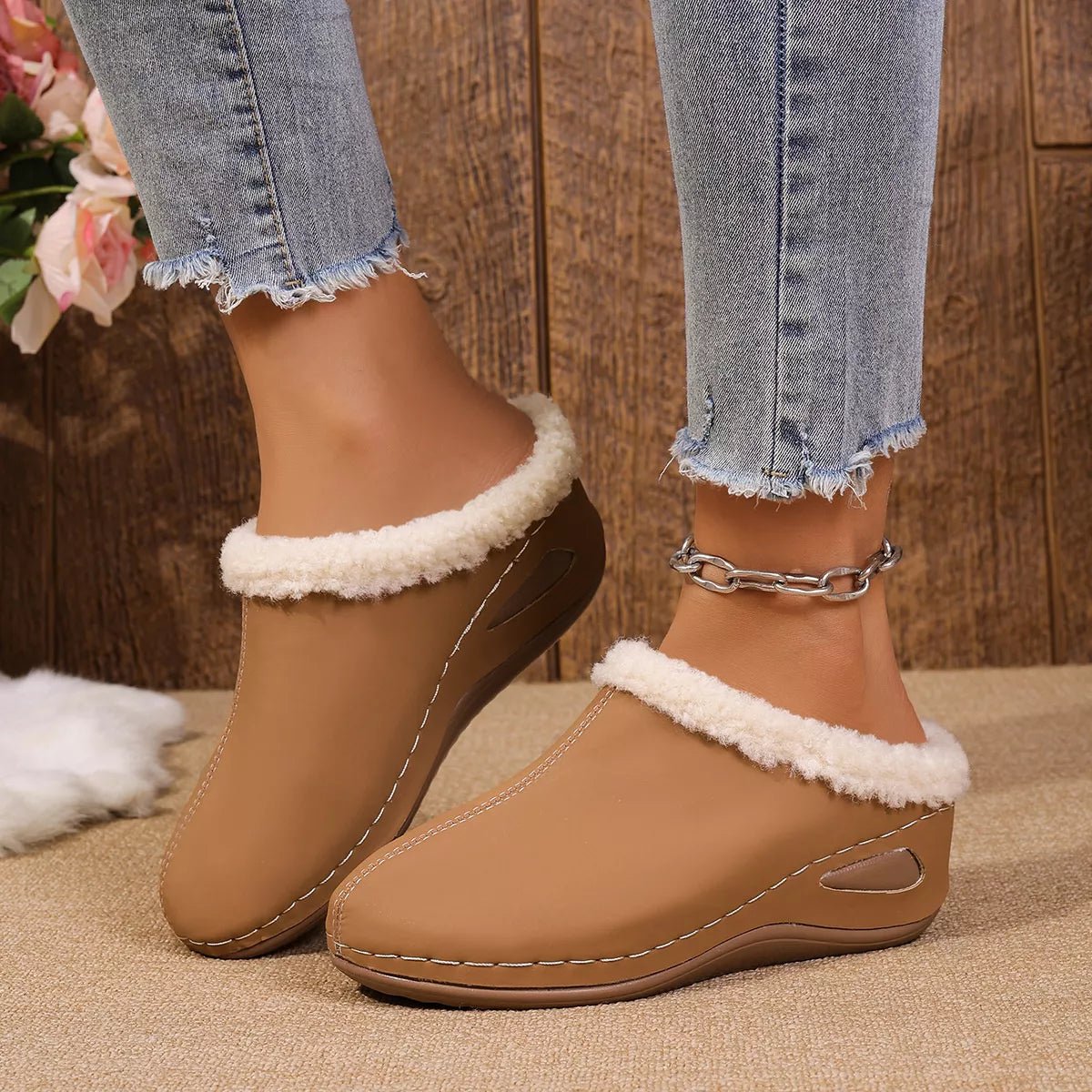 Cozy Plush Lined Wedge Slippers - PBNJ FASHIONS