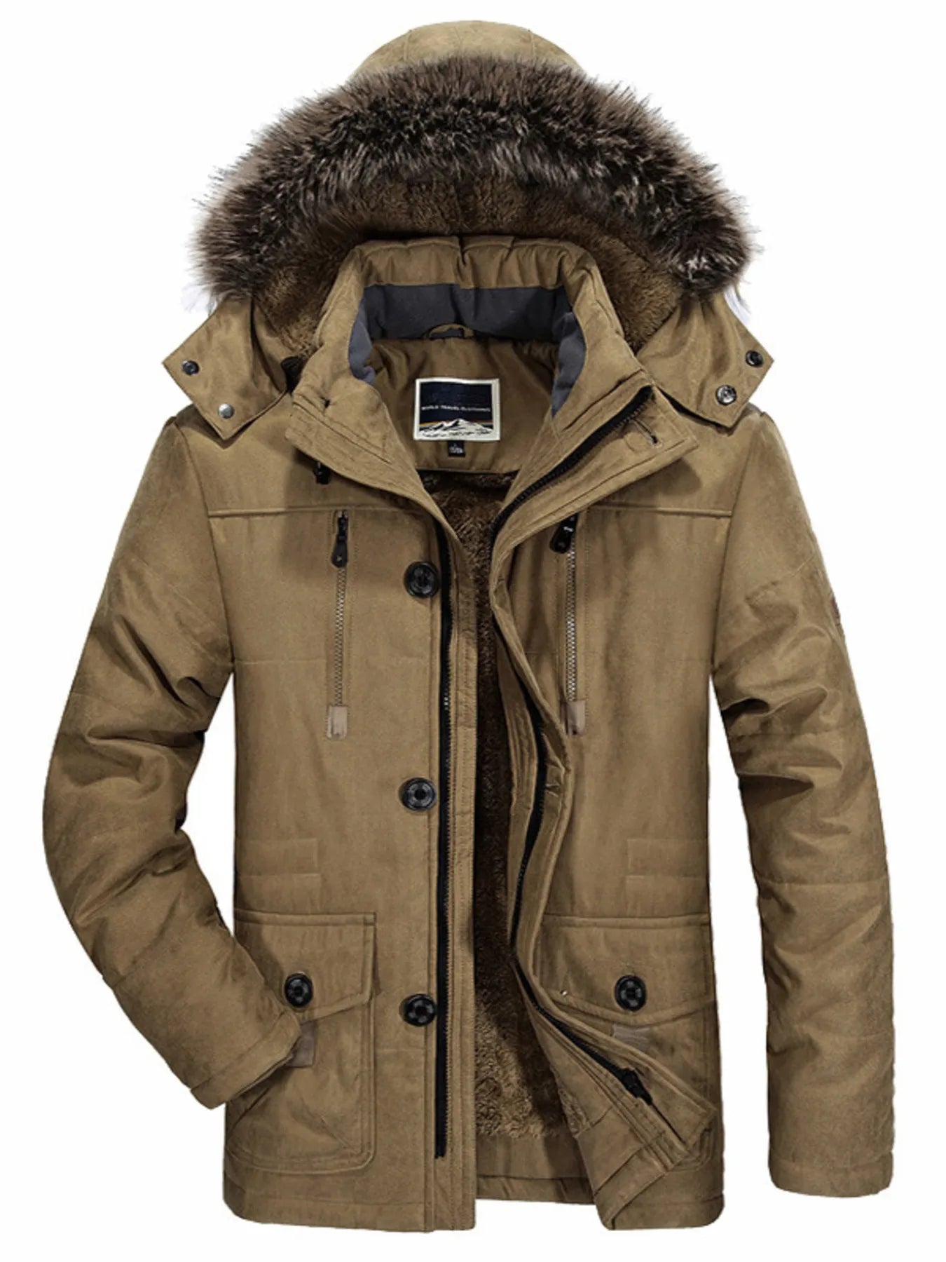 Men's Plus Size Warm Fur Hooded Winter Coat - PBNJ FASHIONS