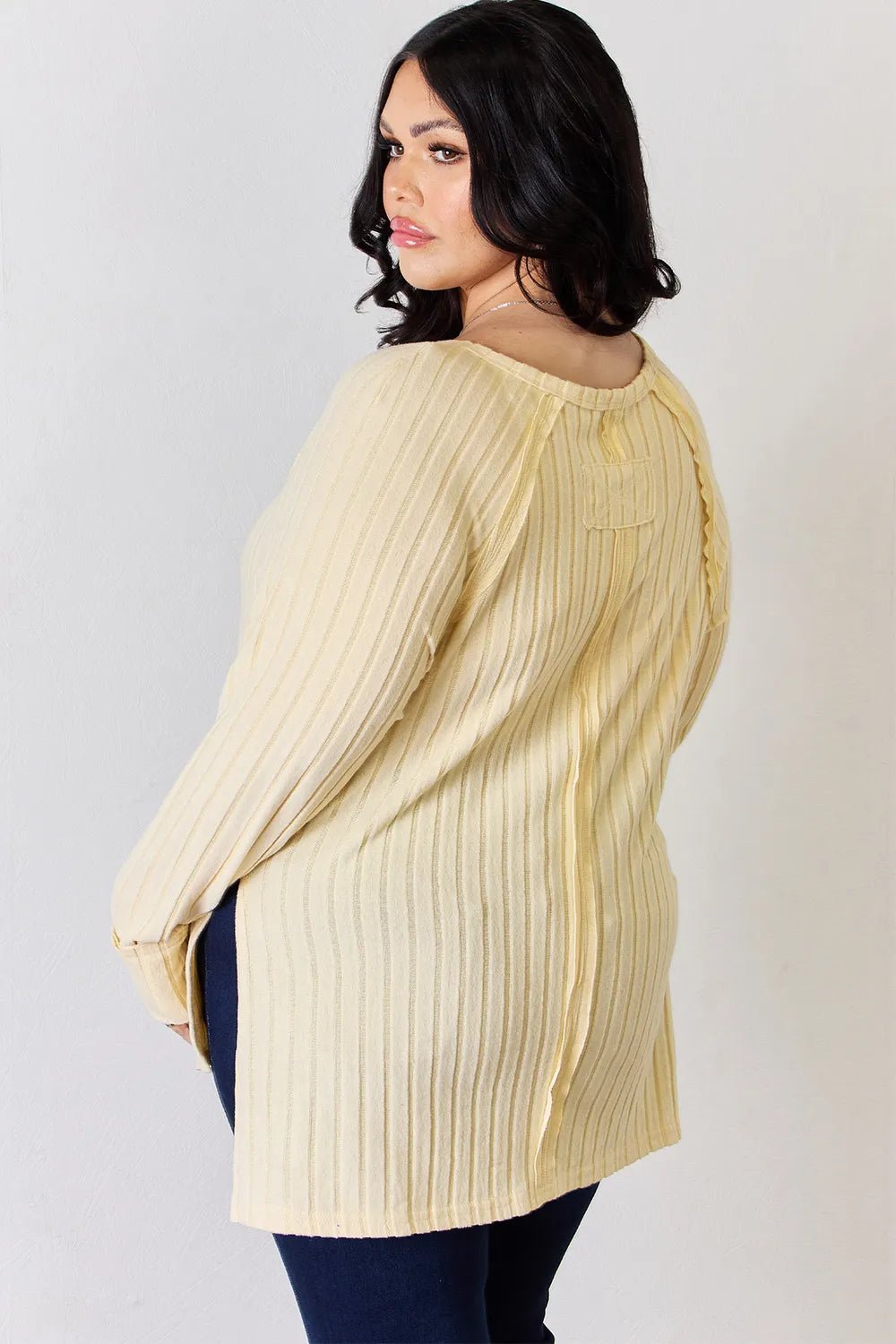 Basic Bae Full Size Ribbed Round Neck Slit T-Shirt - PBNJ FASHIONS