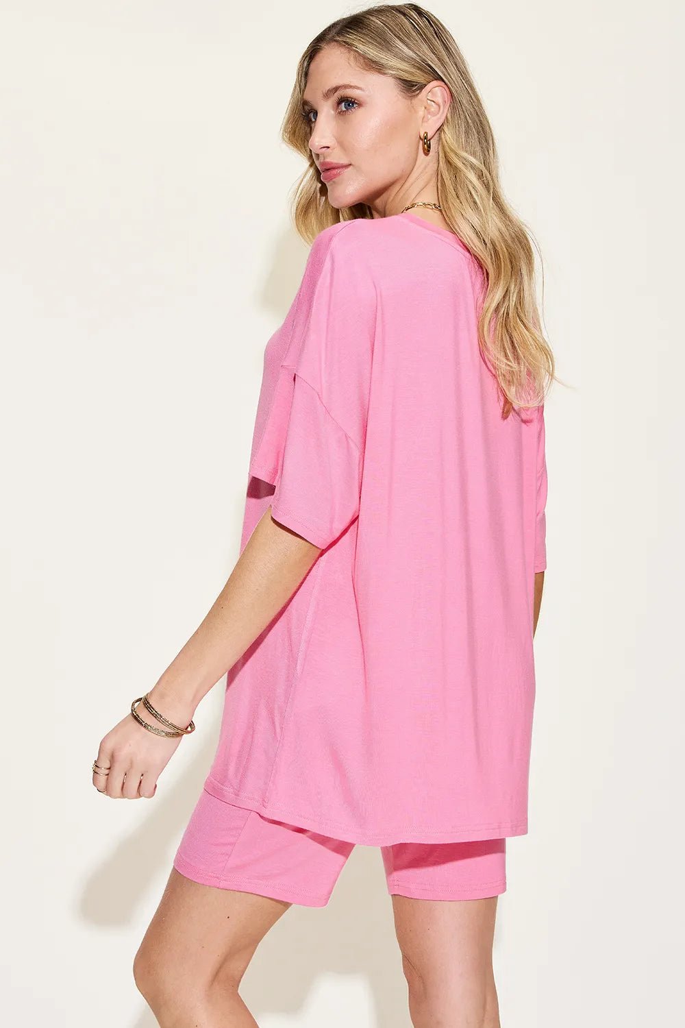 Basic Bae Full Size V - Neck Drop Shoulder T-Shirt and Shorts Set - PBNJ FASHIONS