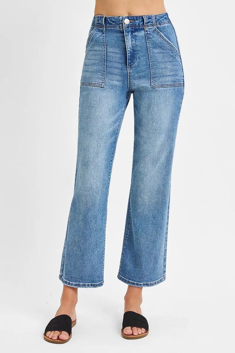 RISEN Full Size High Waisted Bootcut Cropped Jeans Plus Size - PBNJ FASHIONS