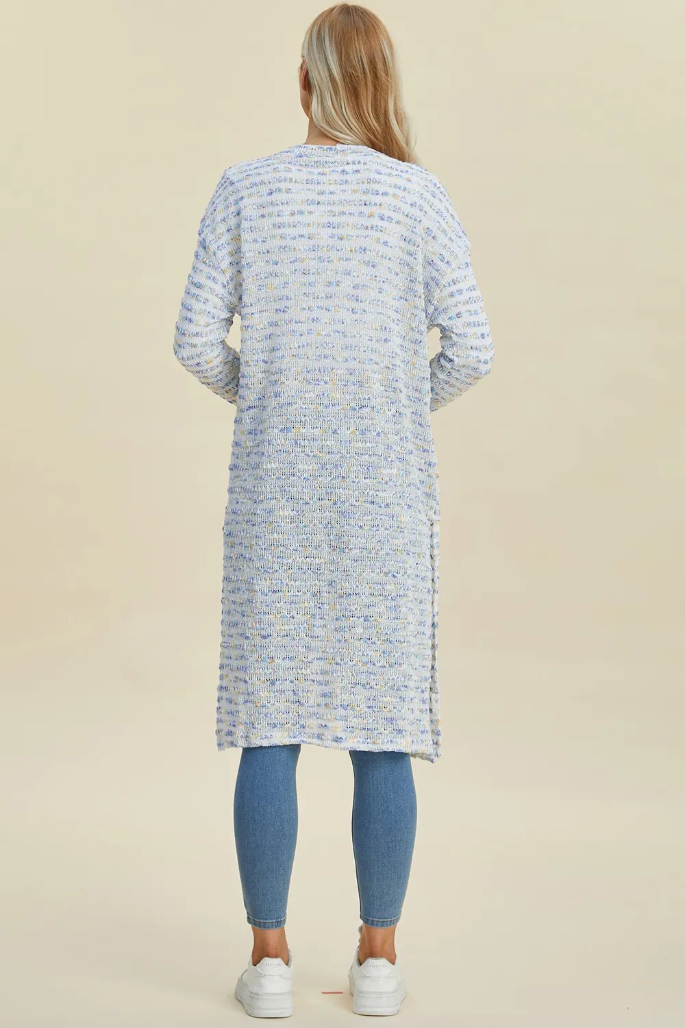 Double Take Full Size Open Front Longline Cardigan - PBNJ FASHIONS