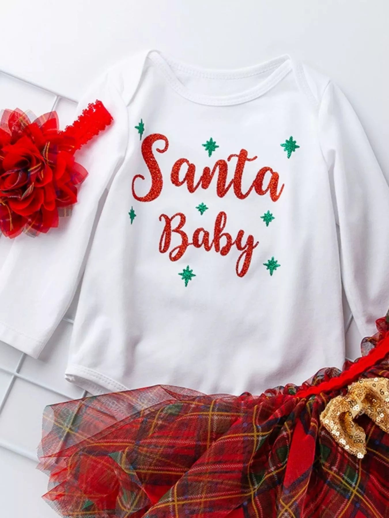 Children's Christmas Santa Baby Outfit Set with Headband - PBNJ FASHIONS