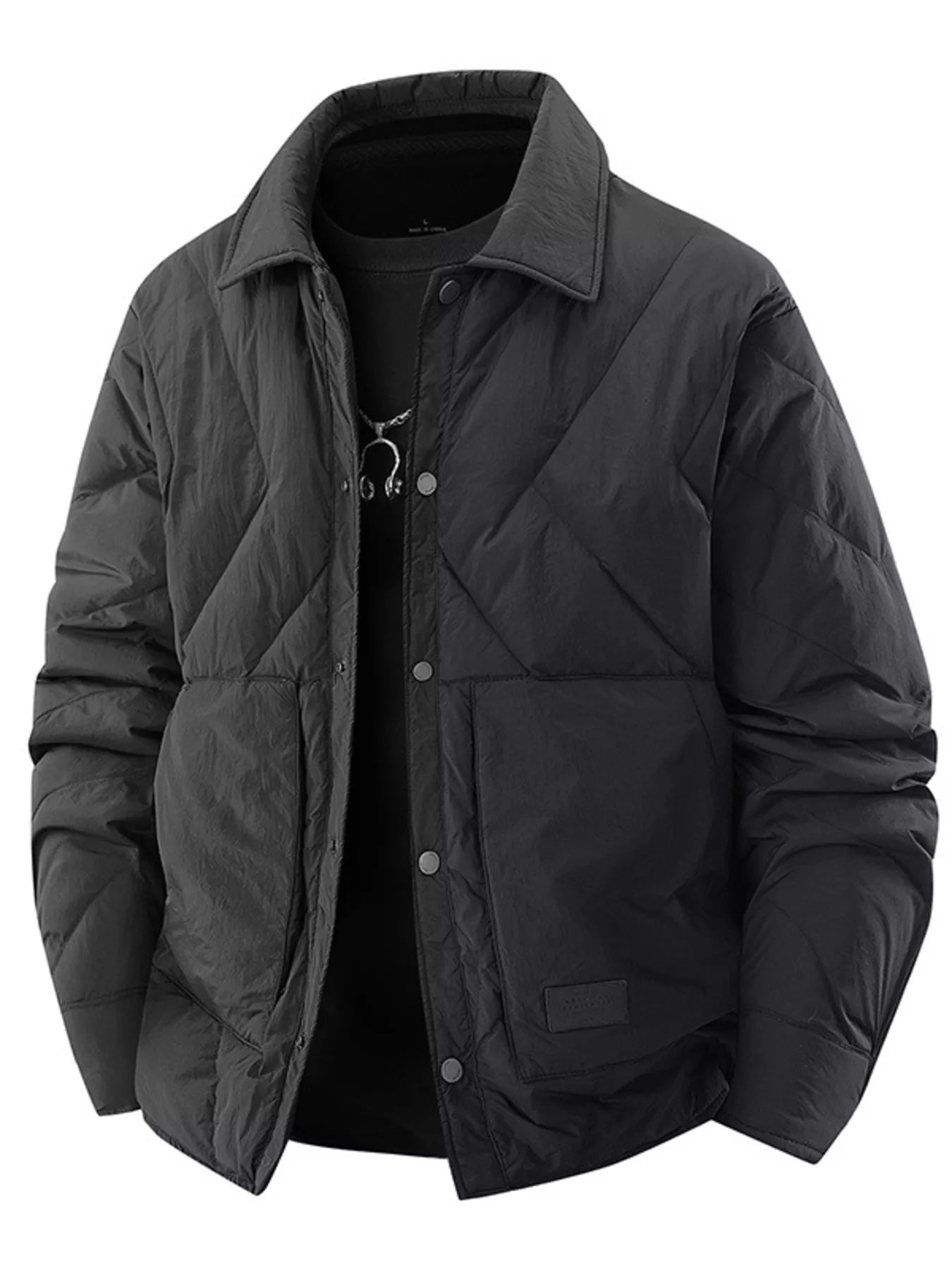 Men's Plus Size Quilted Padded Snap Down Jacket - PBNJ FASHIONS