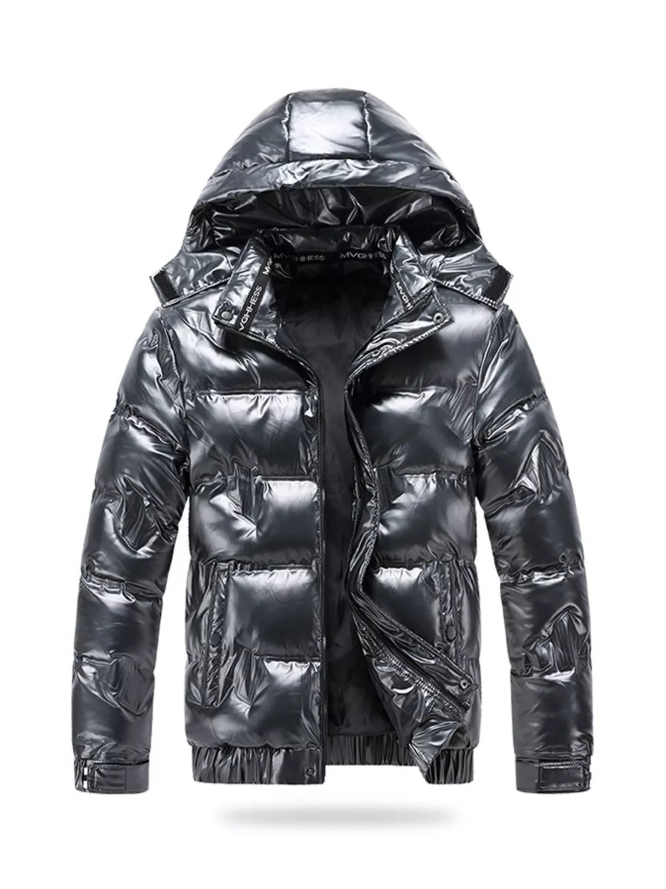 Men's Plus Size Zip Up Puffer Jacket with Hood - PBNJ FASHIONS