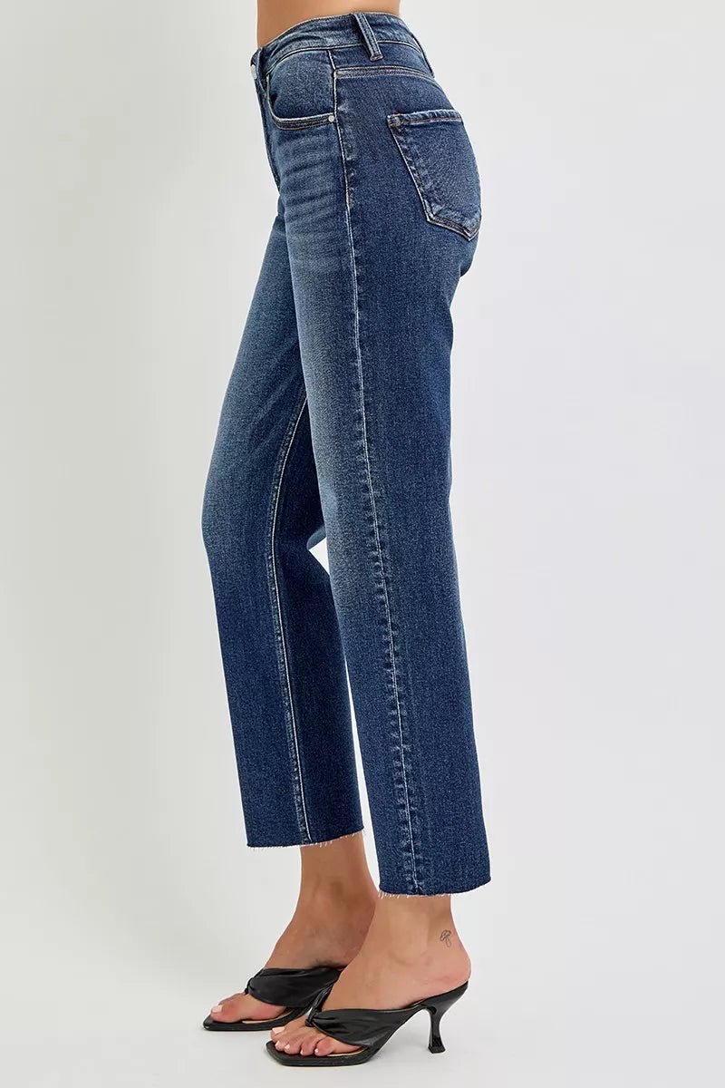 RISEN High Rise Slim Barrel Jeans - PBNJ FASHIONS