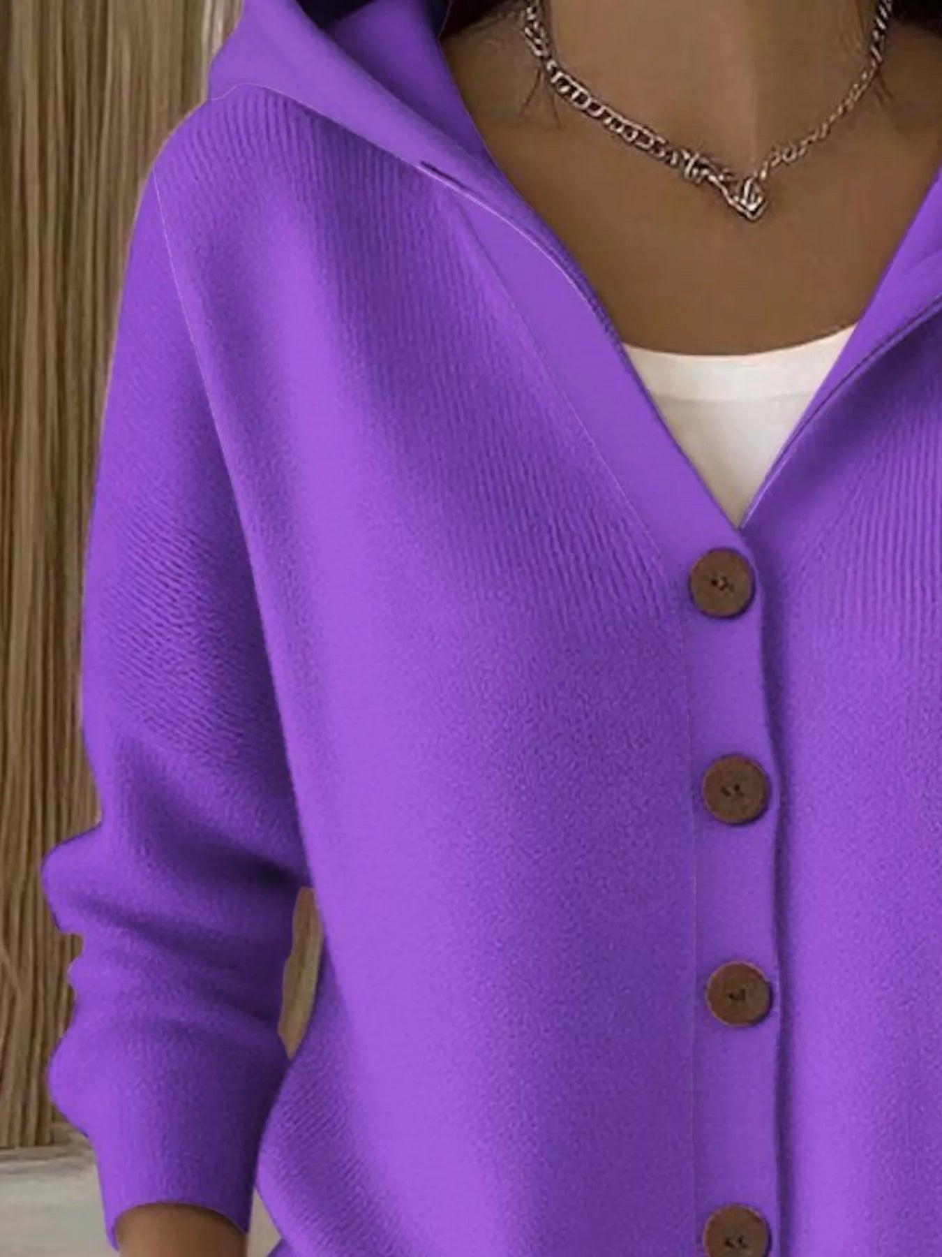 Full Size Hooded Button - Down Knit Cardigan Plus Size - PBNJ FASHIONS