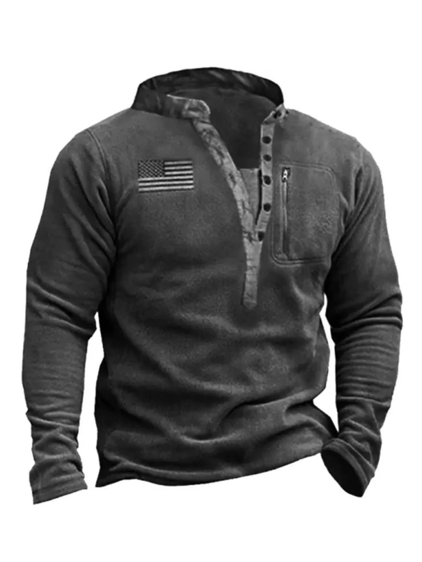 Men's Full Size Button Detail Long Sleeve Sweatshirt Plus Size - PBNJ FASHIONS