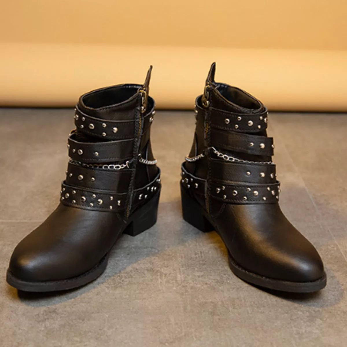 Studded Buckle Ankle Boots - PBNJ FASHIONS