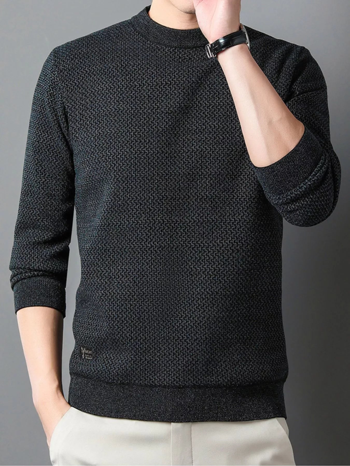 Men's Plus Size Textured Knit Mock Neck Sweater - PBNJ FASHIONS