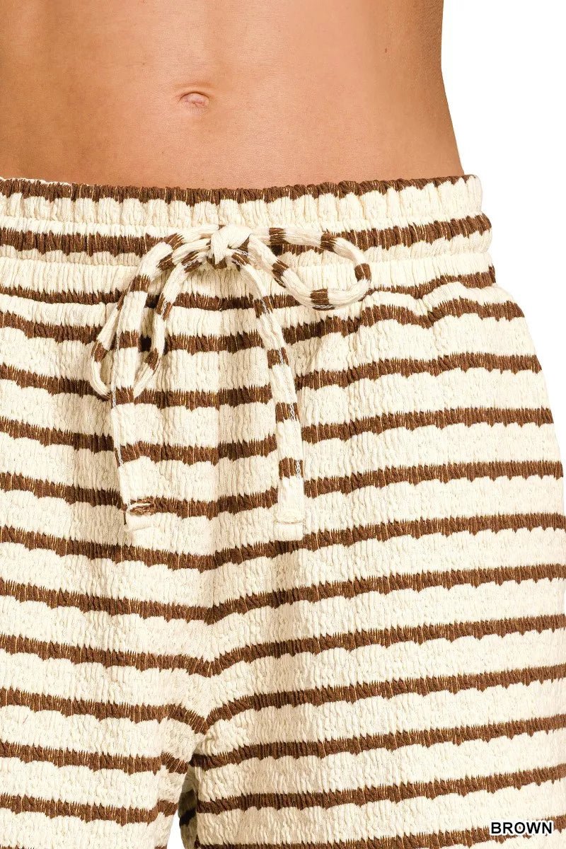 Zenana Striped Short Sleeve Tee & Shorts Set - PBNJ FASHIONS