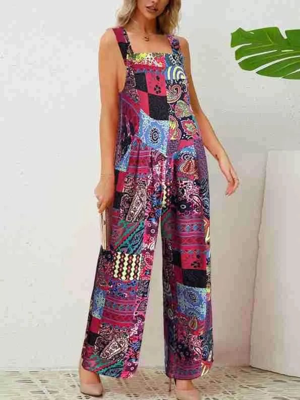 Plus Size Printed Wide Leg Jumpsuit - PBNJ FASHIONS