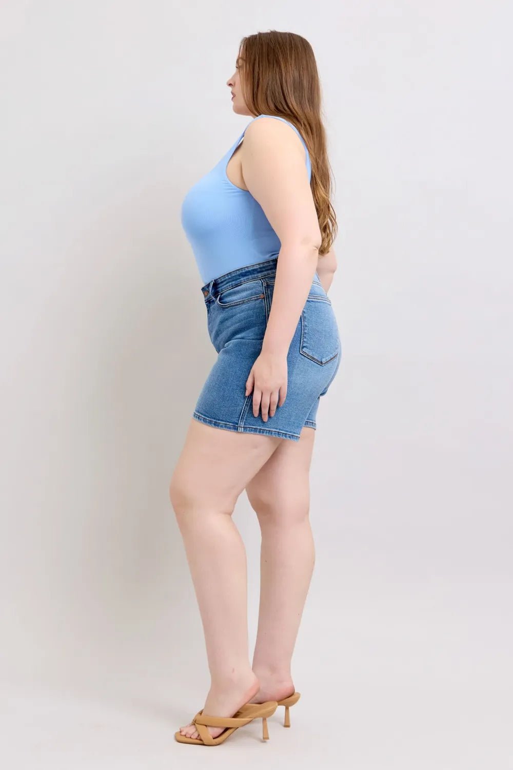 Judy Blue Full Size 2 Button Denim Shorts with Pockets Plus Size - PBNJ FASHIONS