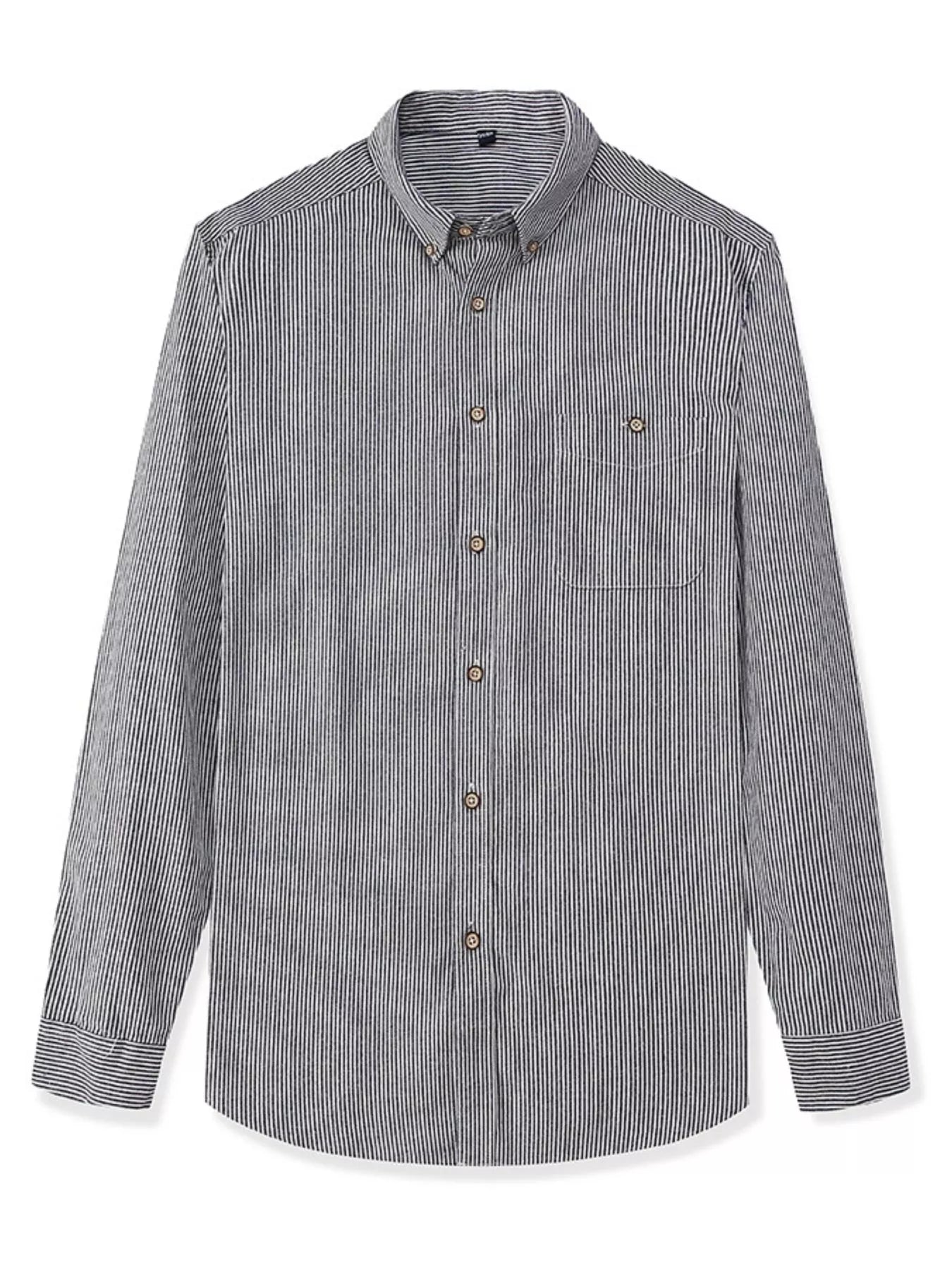 Men's Full Size Casual Striped Corduroy Shirt Plus Size - PBNJ FASHIONS