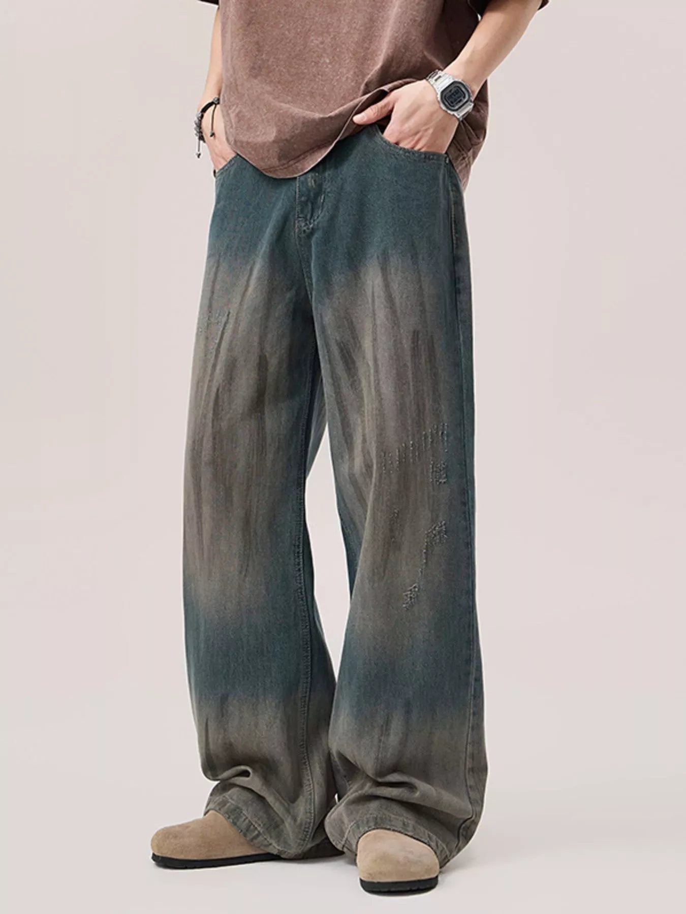 Men's Gradient Wash Wide Leg Jeans - PBNJ FASHIONS