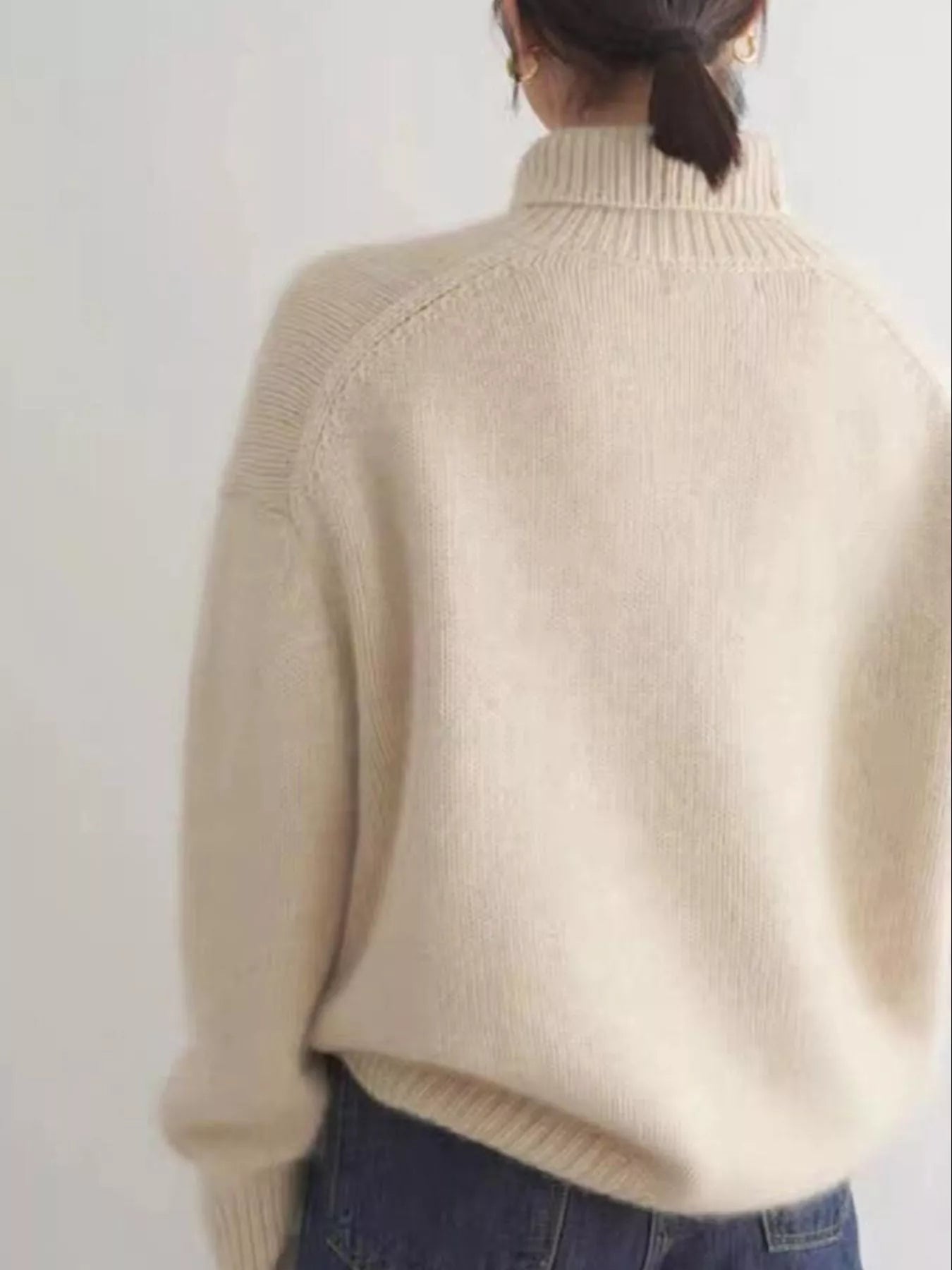 Turtleneck Dropped Shoulder Sweater - PBNJ FASHIONS