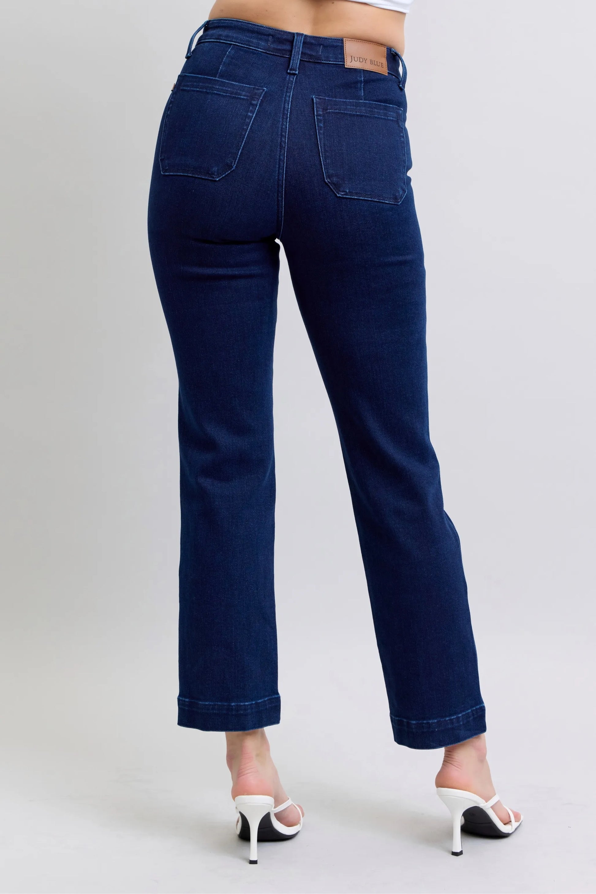 Judy Blue Full Size Hw Work Wear Knee Patch Straight Jeans Plus Size - PBNJ FASHIONS