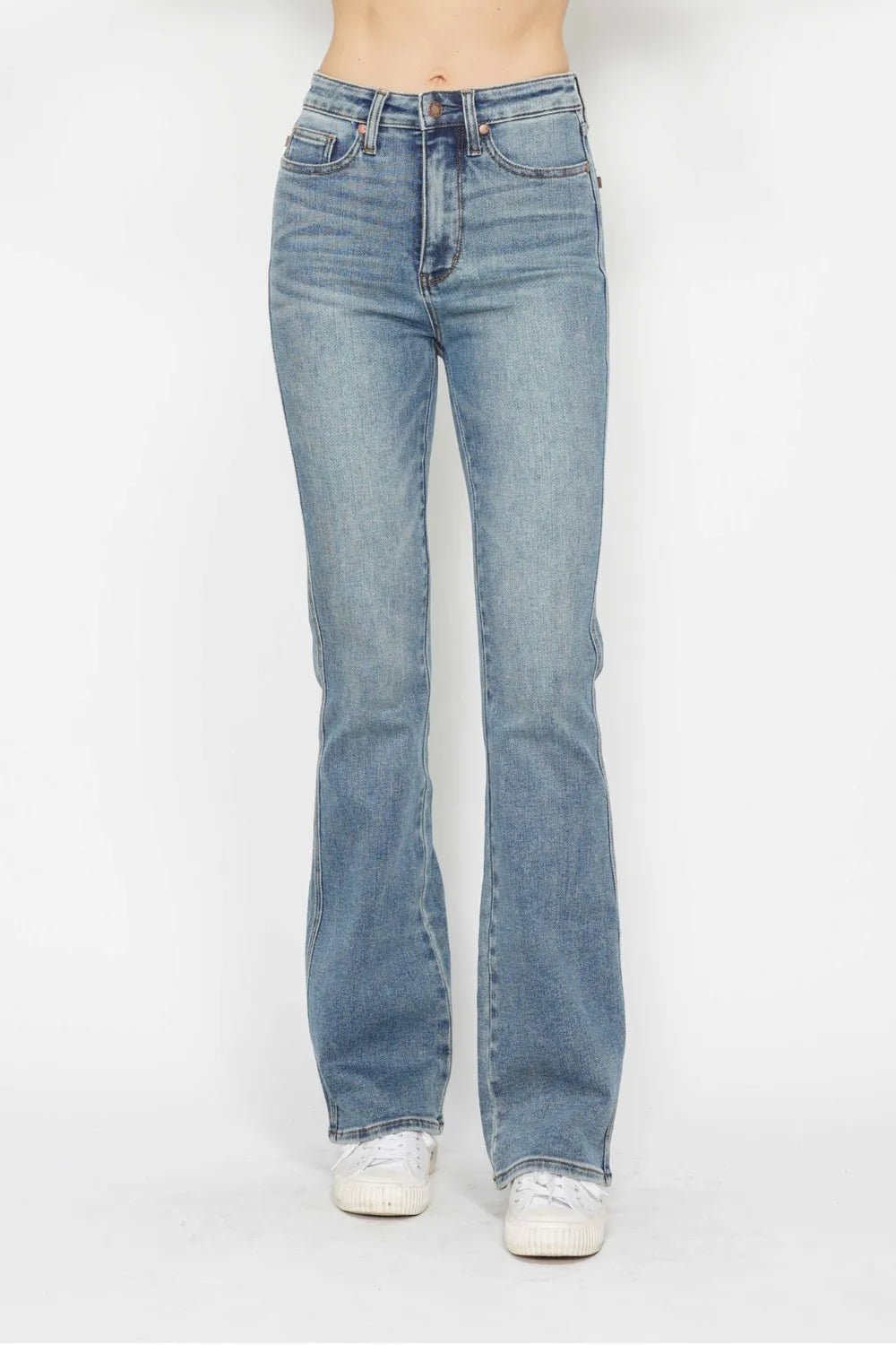 Judy Blue Full Size Tummy Control Back Embroidered Pocketed Bootcut Jeans Plus Size - PBNJ FASHIONS