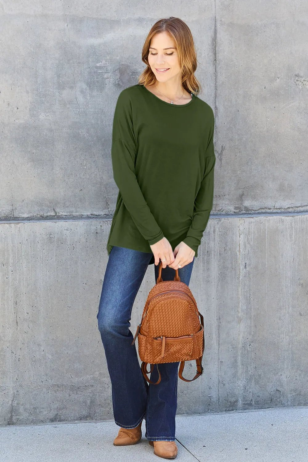 Basic Bae Full Size Round Neck Dropped Shoulder T-Shirt - PBNJ FASHIONS