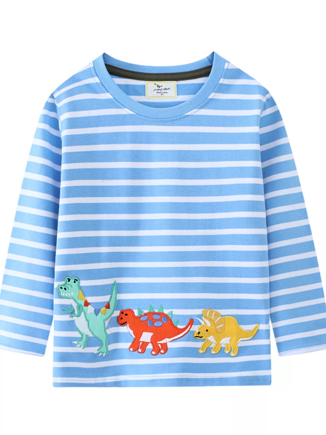 Children's Dinosaur Striped Long Sleeve T-Shirt - PBNJ FASHIONS
