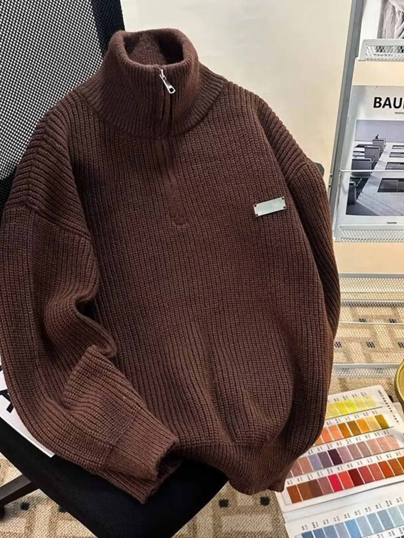 Men's Half - Zip Long Sleeve Sweater - PBNJ FASHIONS