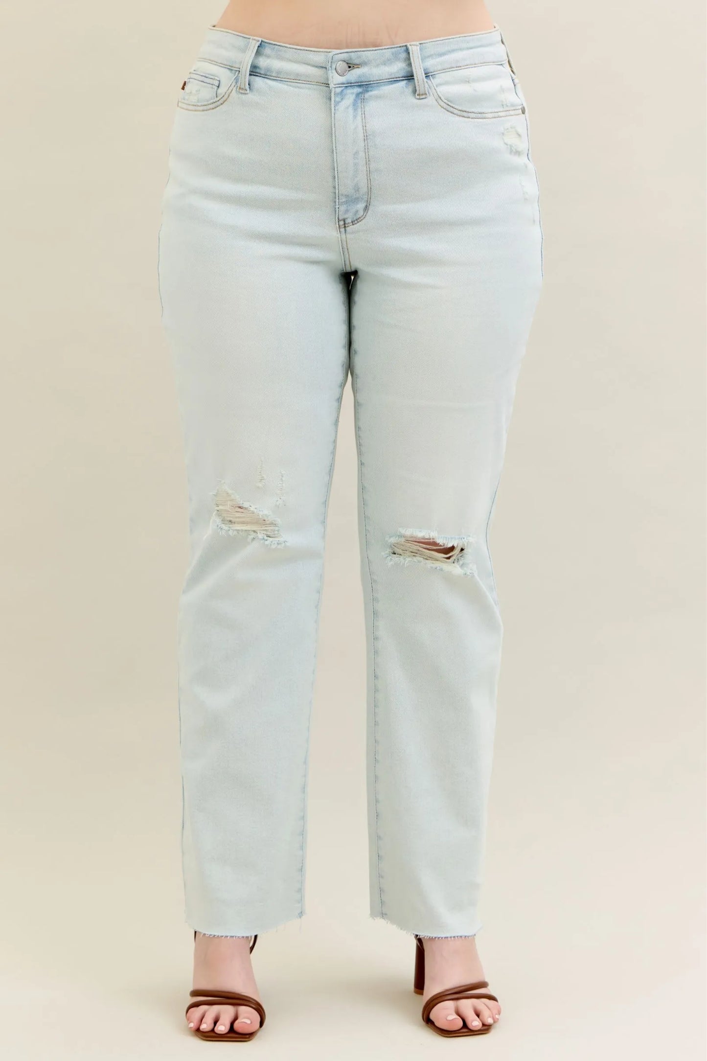 Judy Blue Full Size Destroy & Fray Hem Bootcut Jeans Plus Size - PBNJ FASHIONS